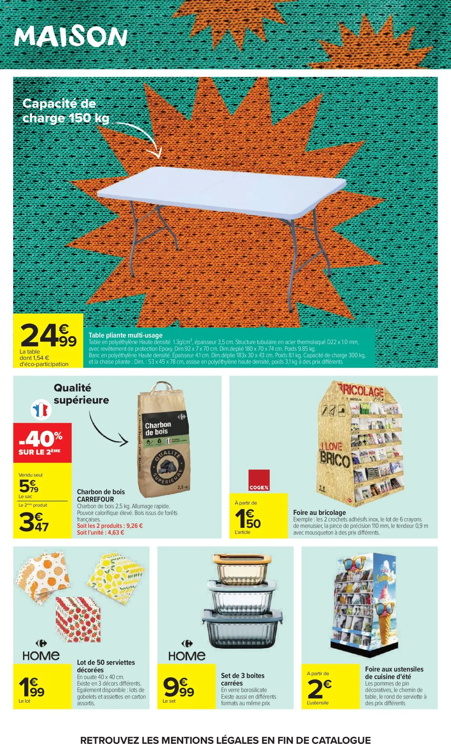 {H1} | Page: 50 | Produits: Sac, Poids, Table pliante, Pommes