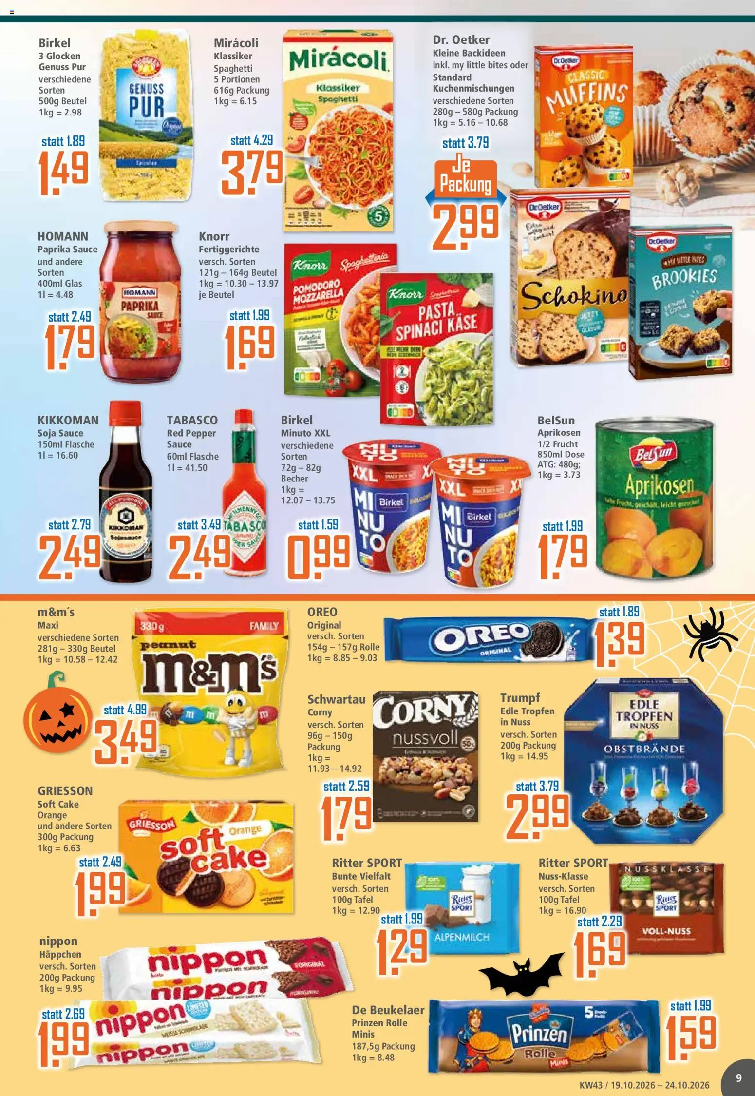 Klaas & Kock Prospekt – gültig ab 19.10.2026 | Seite: 9 | Produkte: Spaghetti, M&M's, Knorr, Fertiggerichte