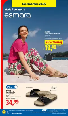Pogląd oferty "ESMARA Klapki damskie, rozmiary: 37-41**, 2 wzory, ** Nie wszystkie wzory dostępne w każdym rozmiarze." - ważna od 25.05.2026 | Strona: 26 | Produkty: Klapki, Klapki damskie
