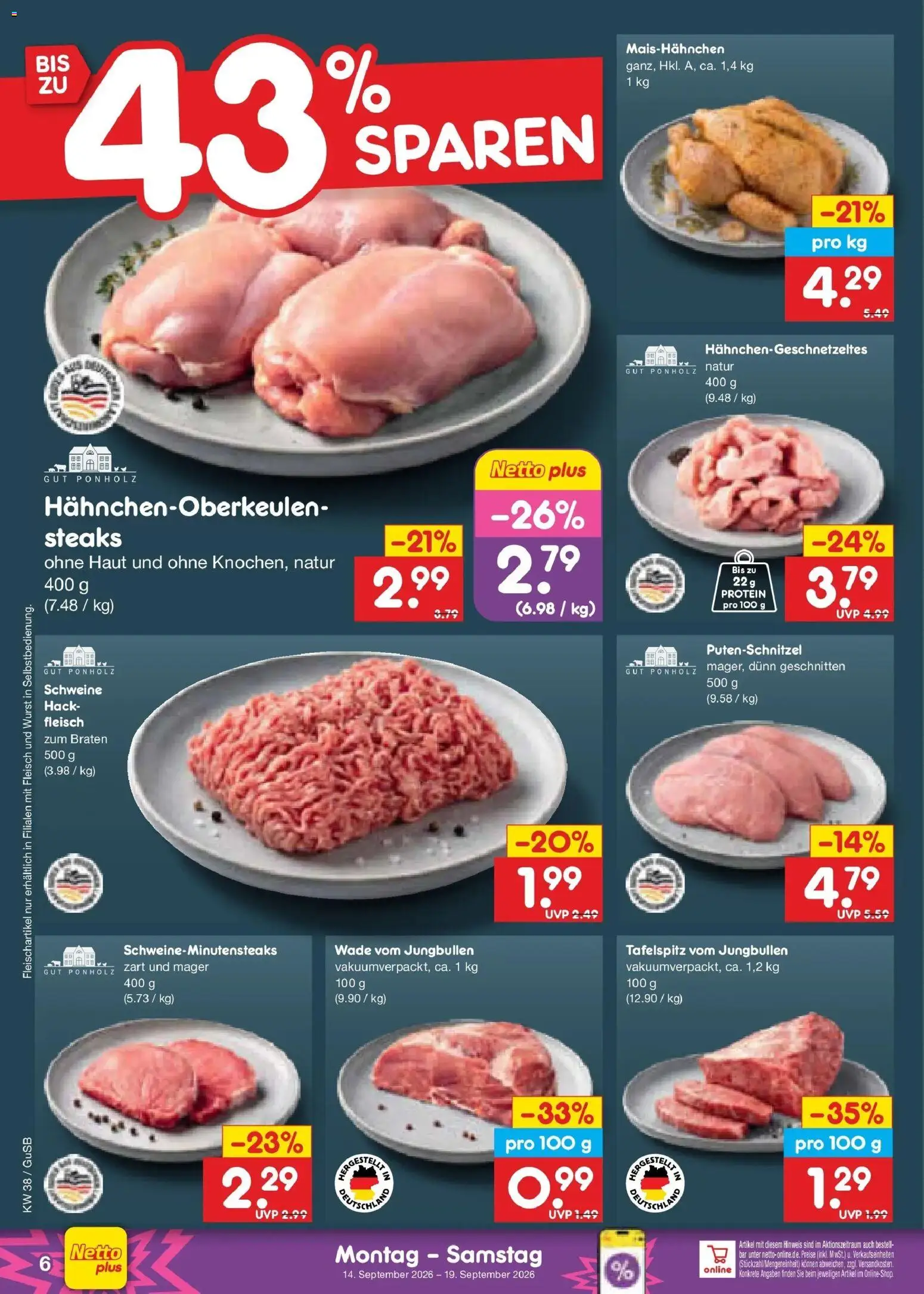 Netto Marken-Discount Prospekt Machern – gültig ab 14.09.2026 | Seite: 8 | Produkte: Tafelspitz, Putenschnitzel, Wurst, Fleisch