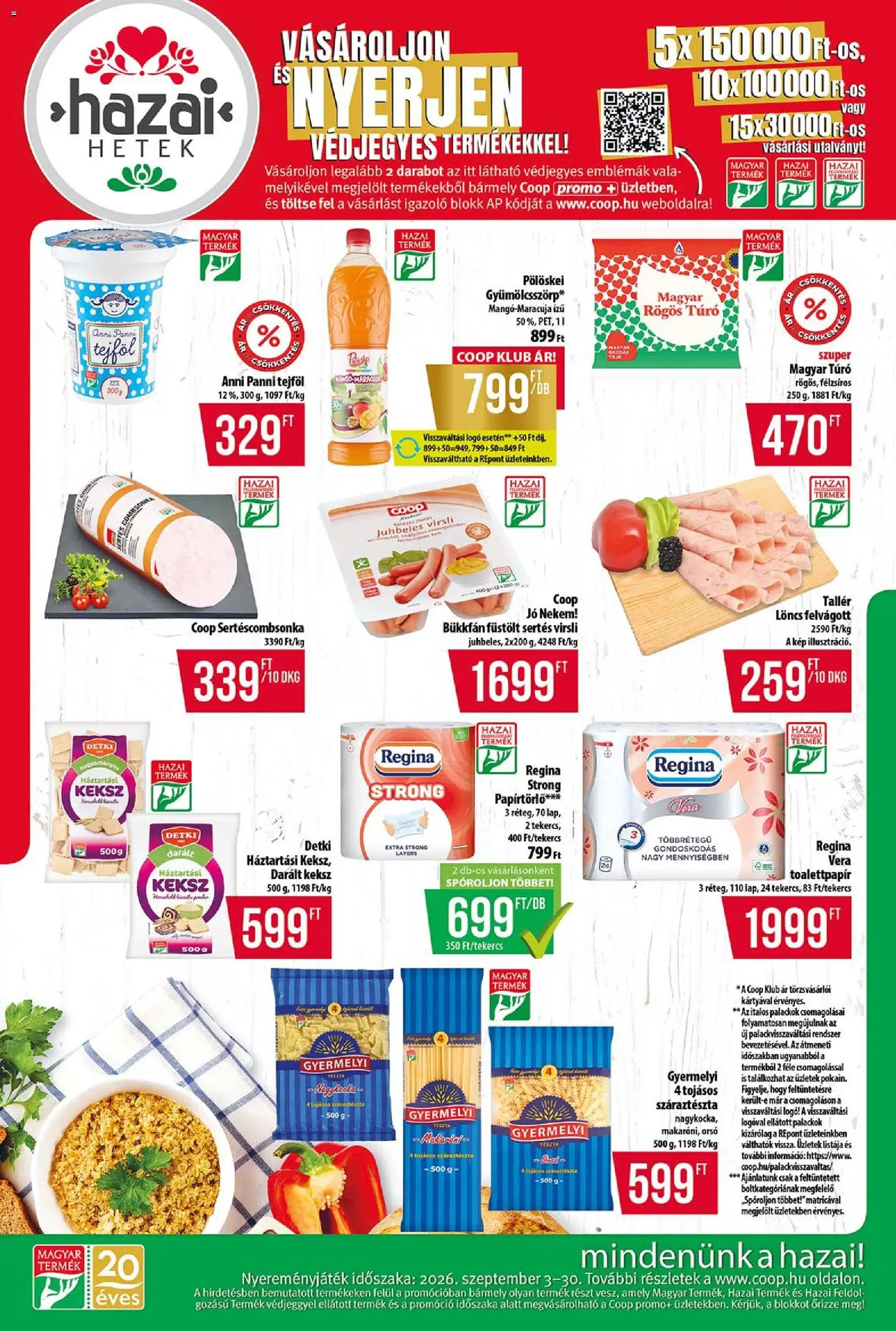 COOP akciós ujság - amely érvényes a következő dátumtól: 2026.09.17. | Oldal: 10 | Termékek: Háztartási keksz, Papírtörlő, Rögös túró, Tészta