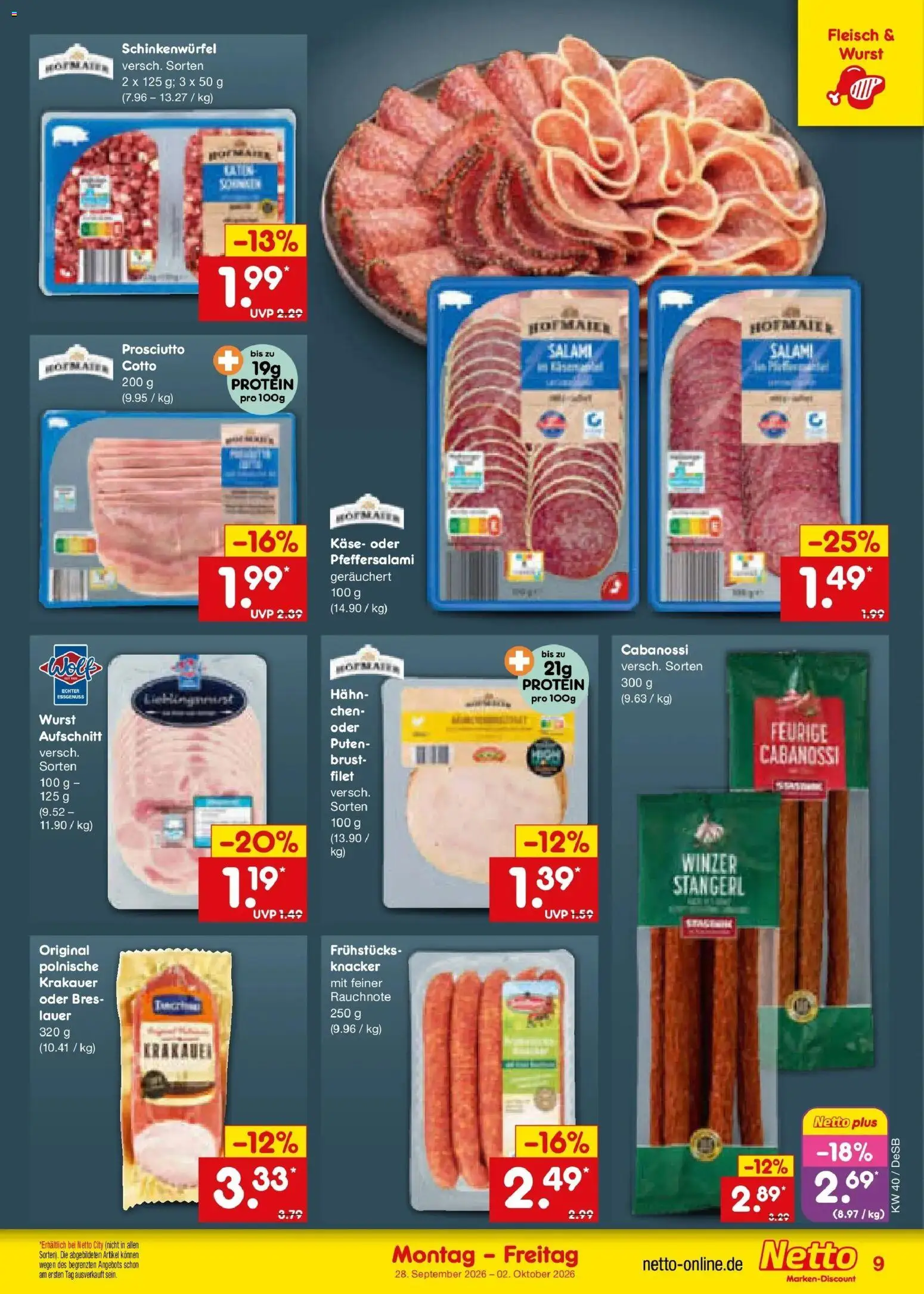 Netto Marken-Discount Prospekt Stuttgart – gültig ab 28.09.2026 | Seite: 11 | Produkte: Käse, Wurst, Salami, Fleisch