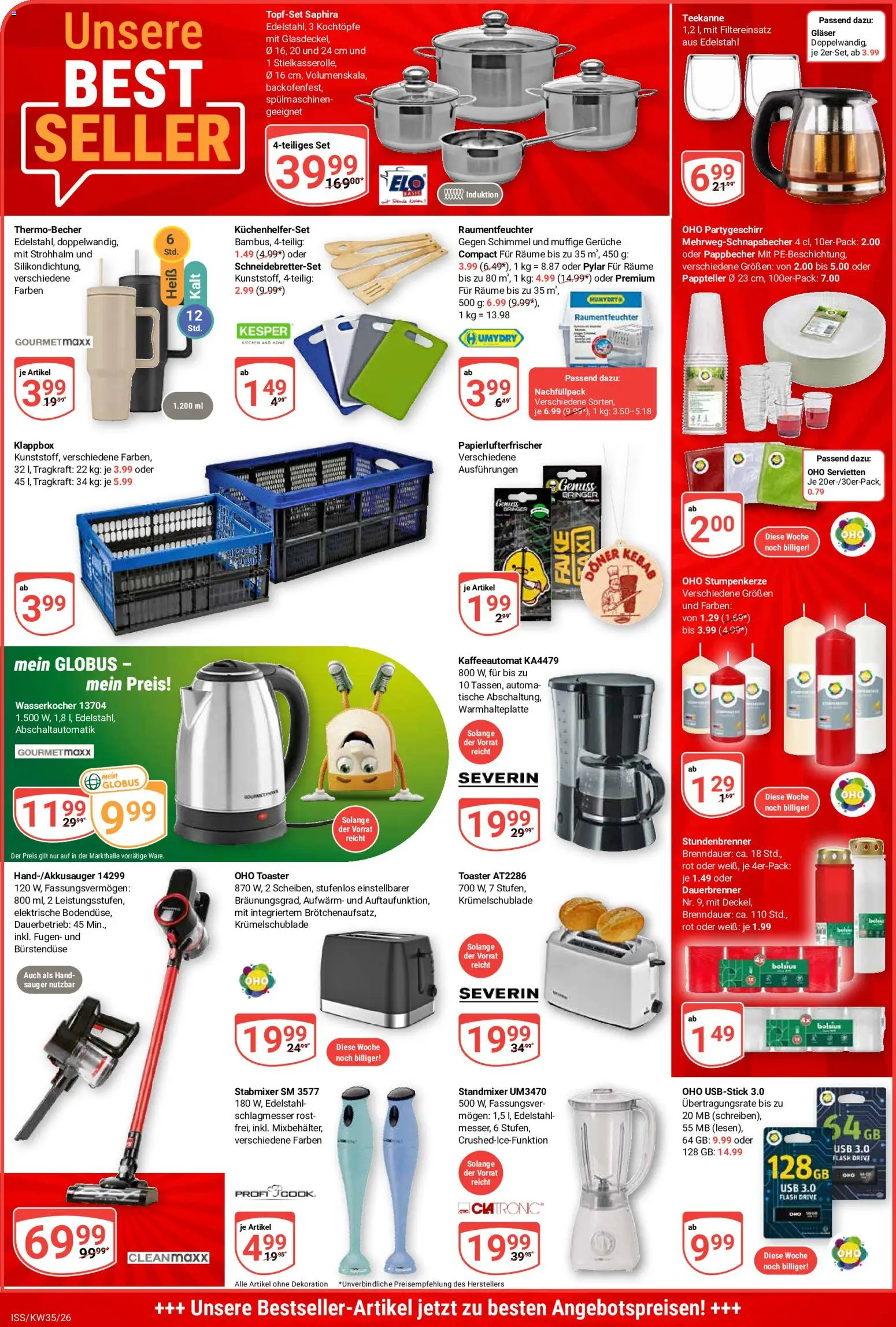 Globus Prospekt – gültig ab 24.08.2026 | Seite: 24 | Produkte: USB, Wasserkocher, Toaster, Stabmixer