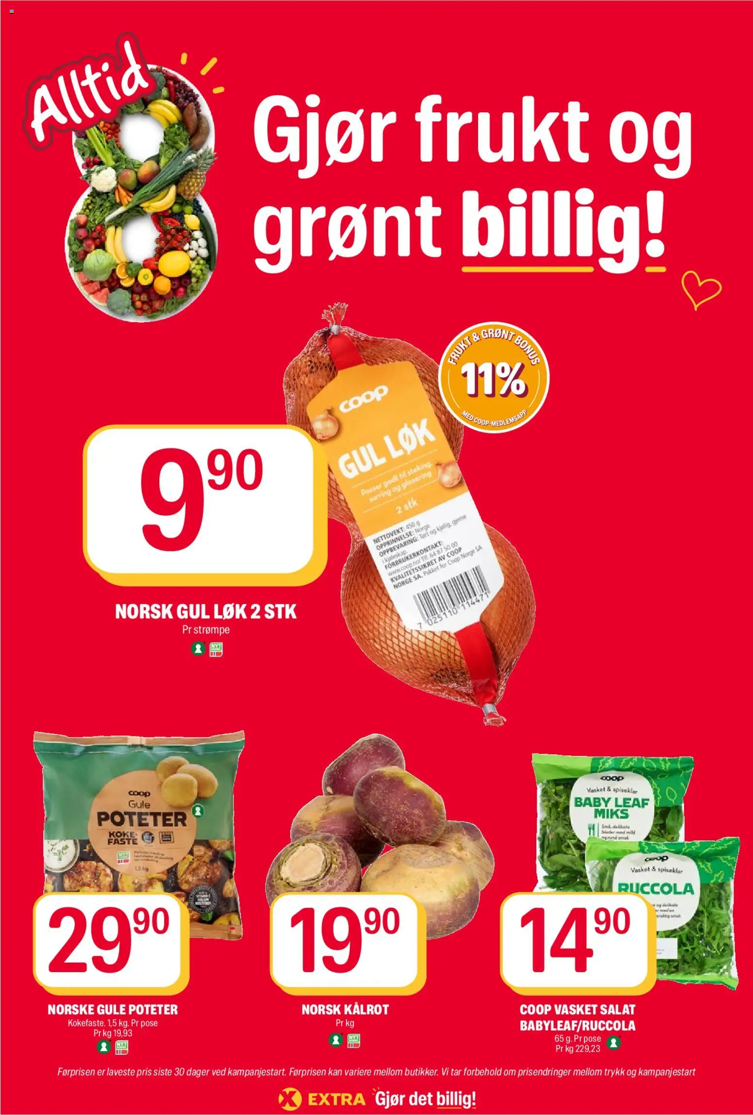 {H1} | Side: 11 | Produkter: Frukt, Salat, Poteter, Kålrot