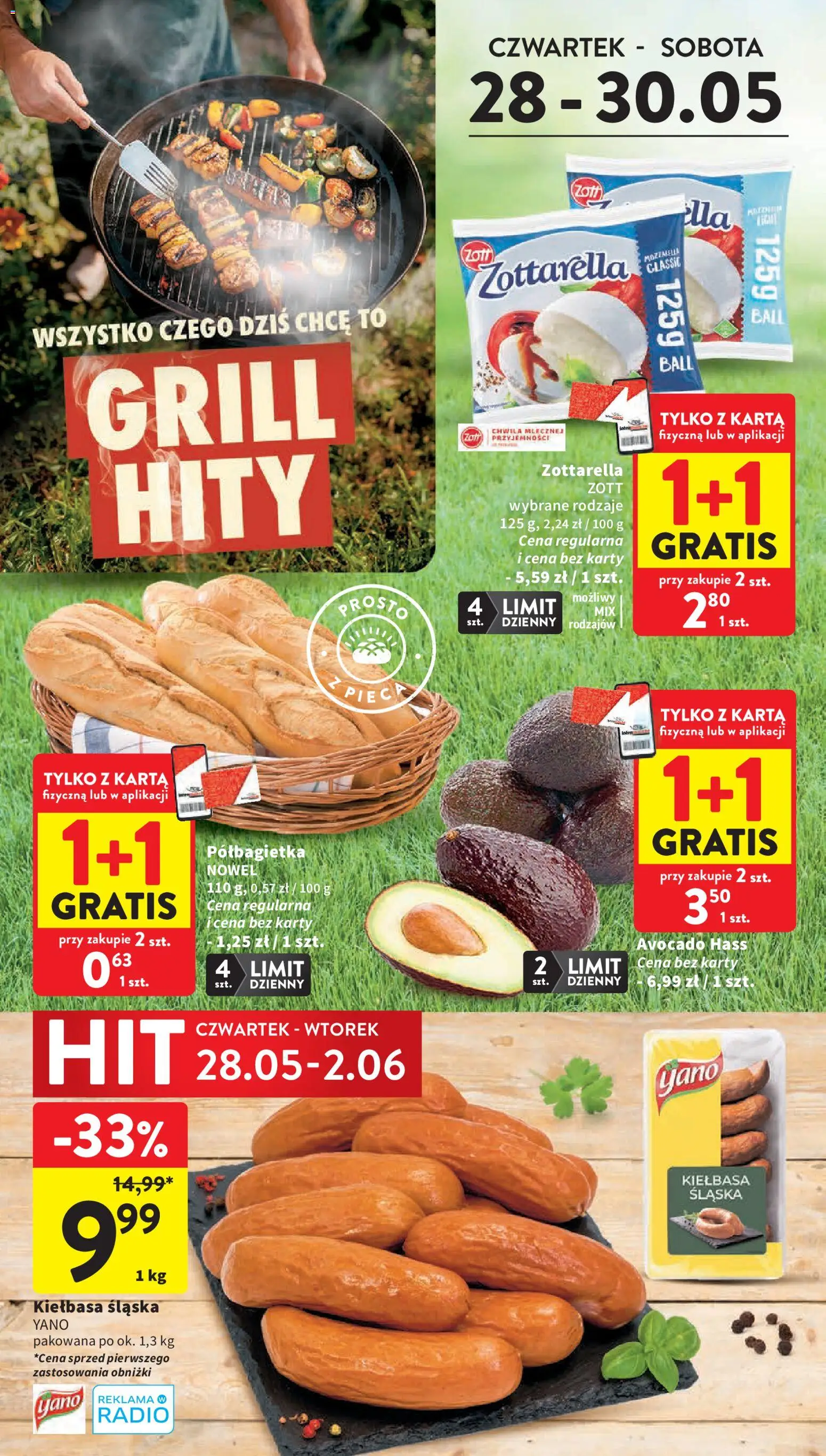 Intermarche gazetka od 28.05.2026 | Strona: 6 | Produkty: Kiełbasa, Karta, Radio, Mozzarella