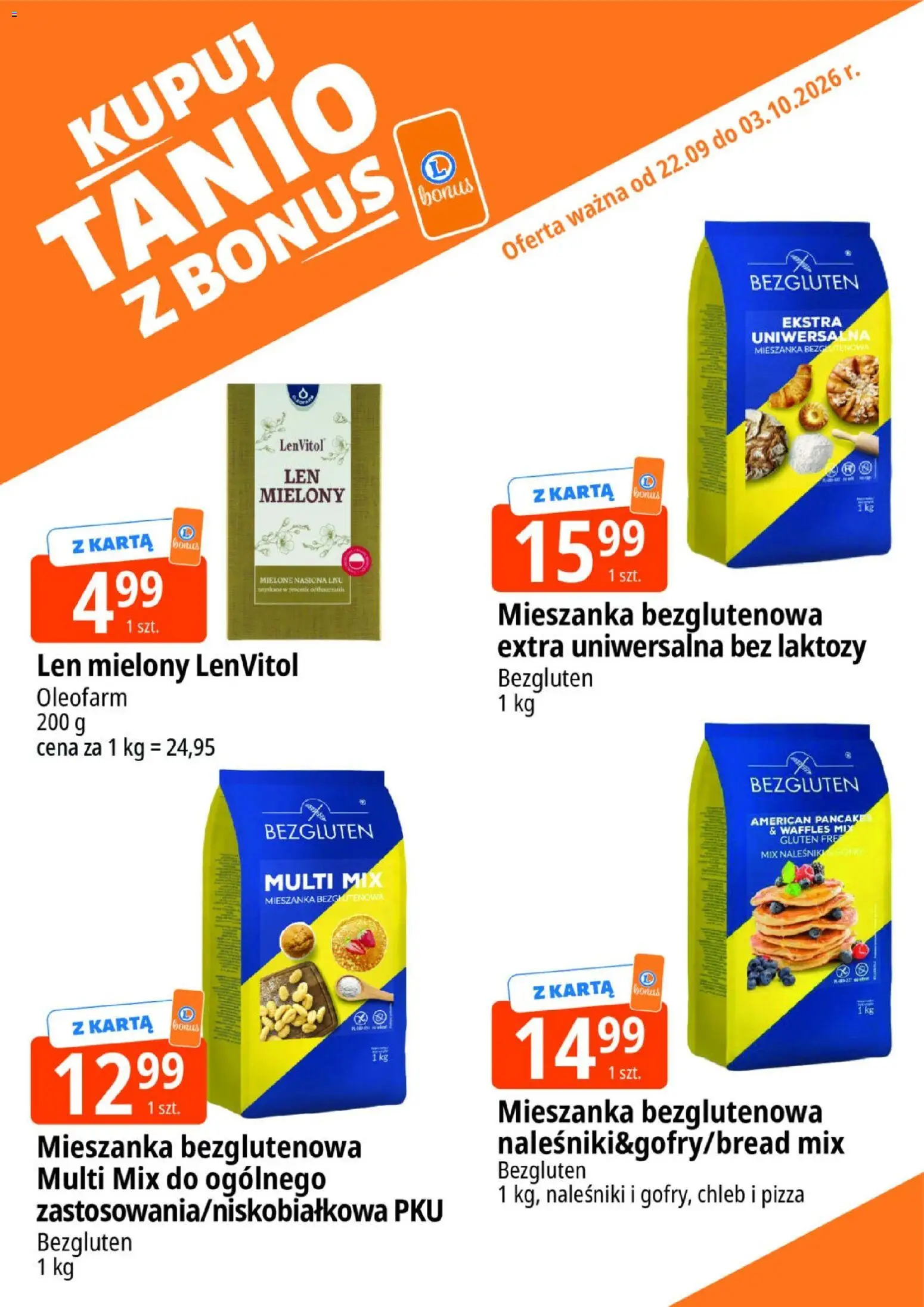 E.Leclerc gazetka - Kupuj Tanio Z Bonus od 22.09.2026 | Strona: 16 | Produkty: Karta, Nasiona, Chleb, Naleśniki