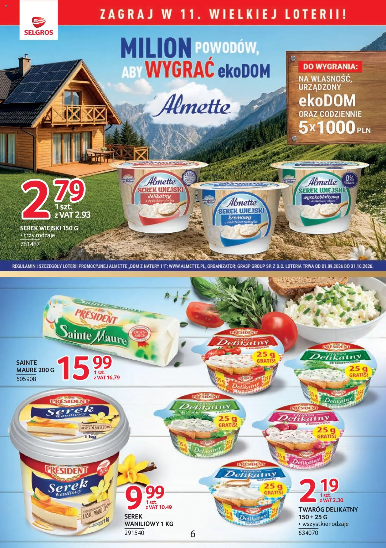 Selgros cash&carry gazetka - Markowe Produkty od 22.10.2026 | Strona: 6 | Produkty: Serek, Serek wiejski, Almette, Twaróg