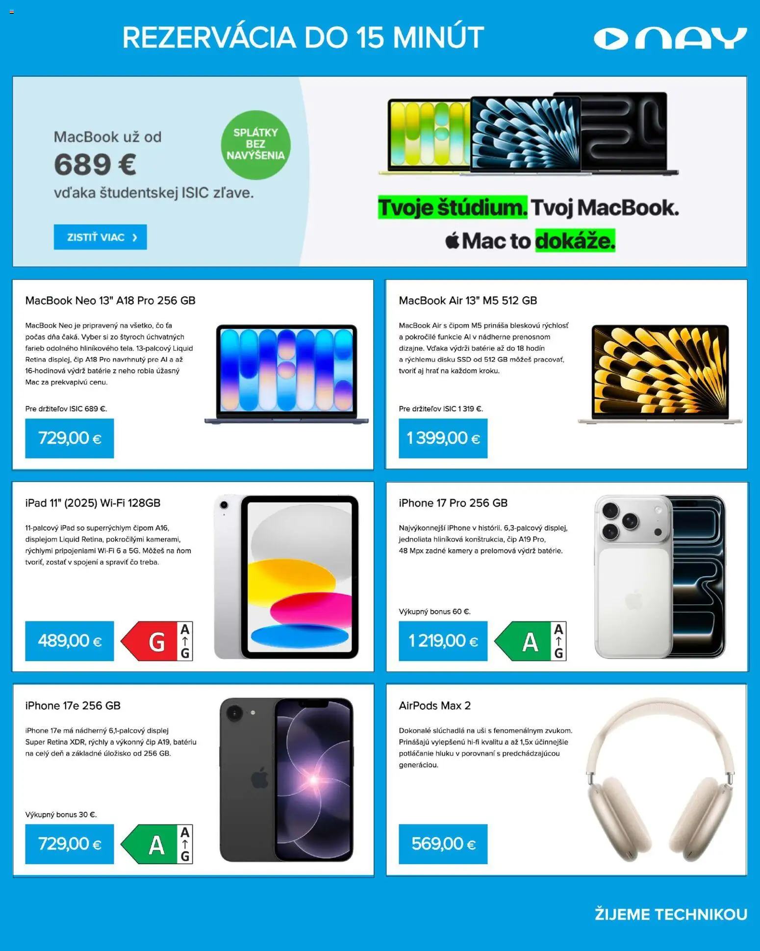 Nové NAY Elektrodom akcie – leták je platný od 17.08.2026 | Strana: 5 | Produkty: Macbook, Airpods, Slúchadlá, Iphone