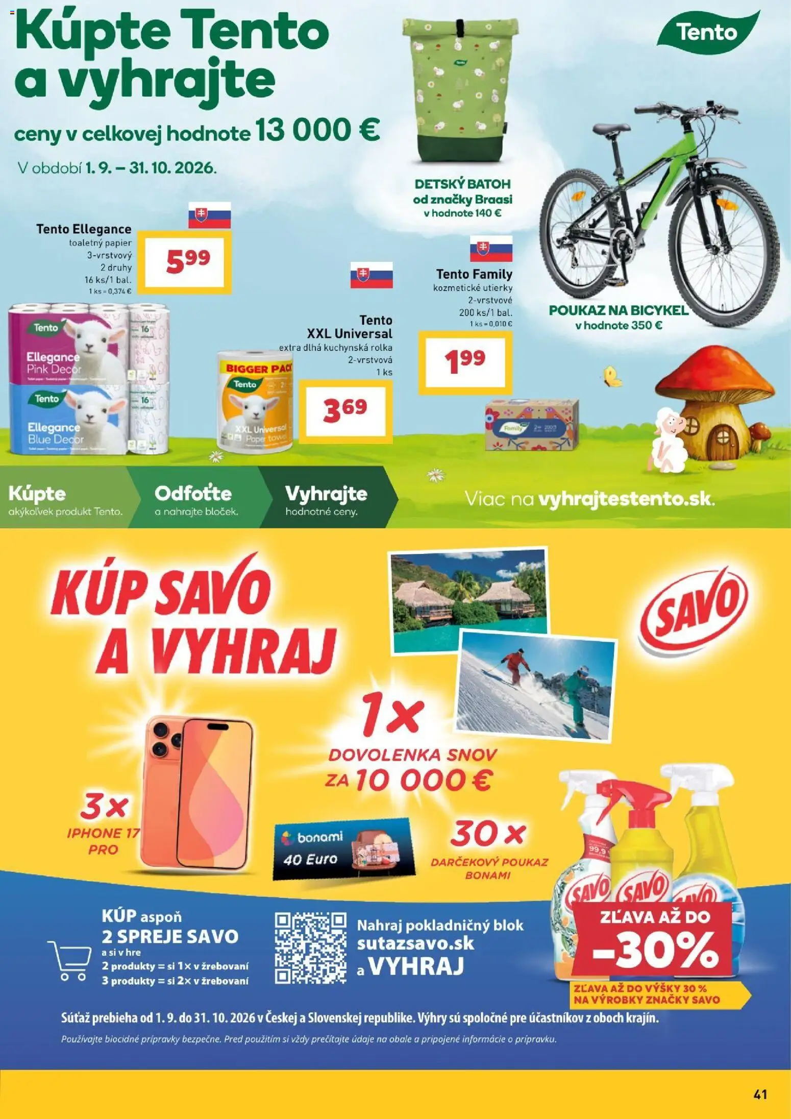Nové Billa akcie – leták je platný od 30.09.2026 | Strana: 41 | Produkty: Savo, Iphone, Toaletný papier 3vrstvový, Utierky