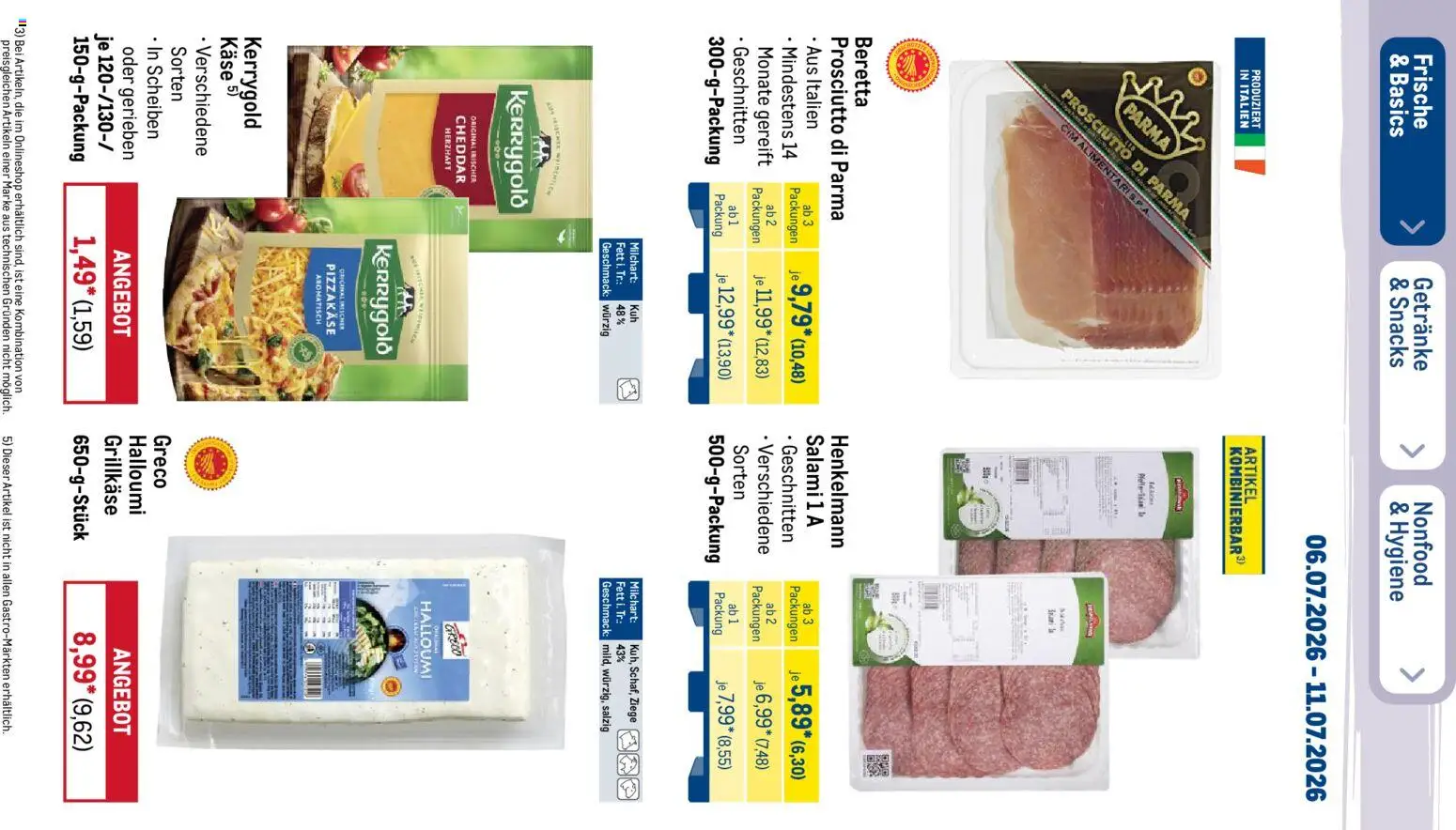 Metro Prospekt – gültig ab 06.07.2026 | Seite: 13 | Produkte: Käse, Salami