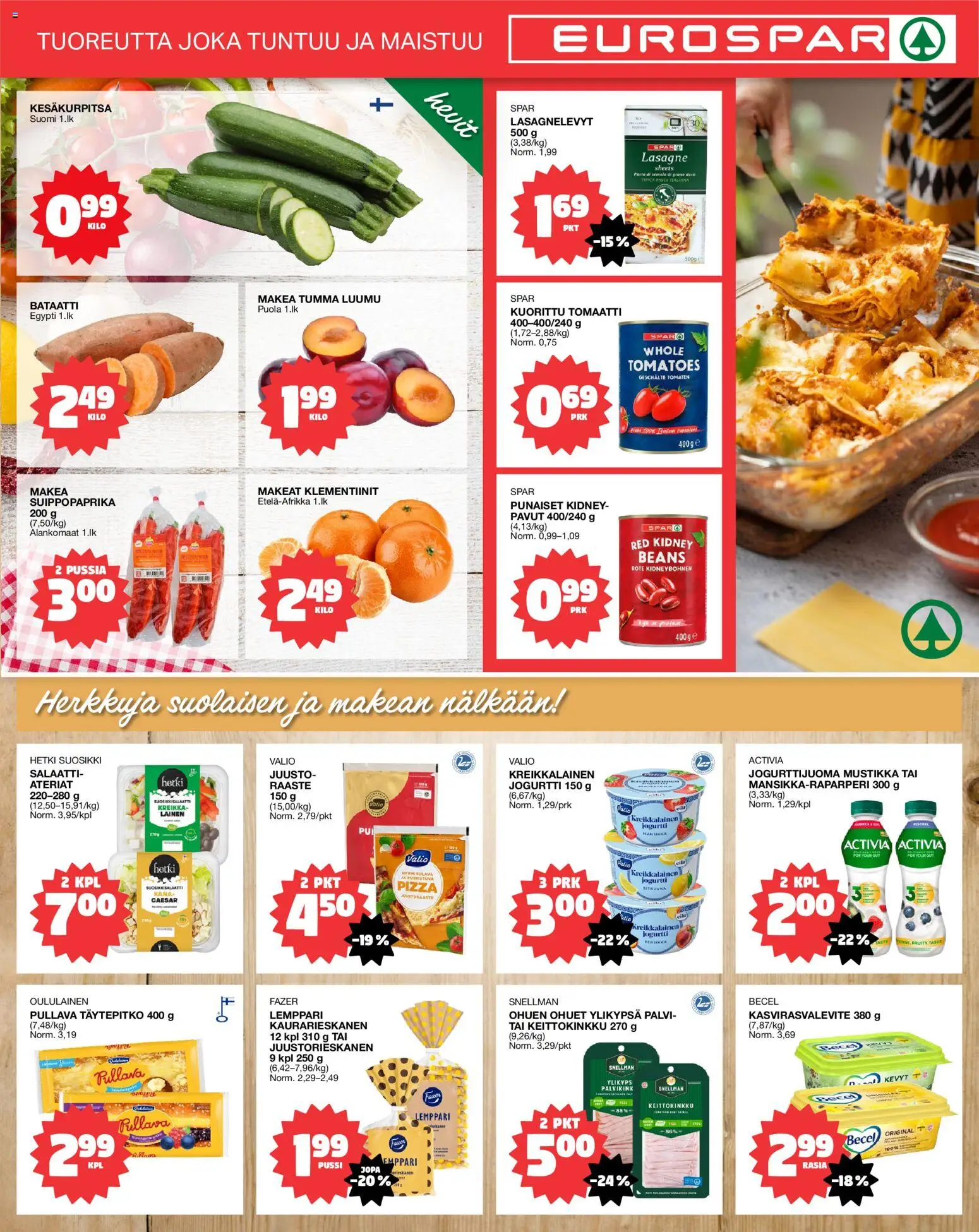 Tokmanni - EUROSPAR – voimassa 13/08/2026 alkaen | Sivu: 3 | Tuotteet: Kesäkurpitsa, Juusto, Pizza, Kreikkalainen jogurtti