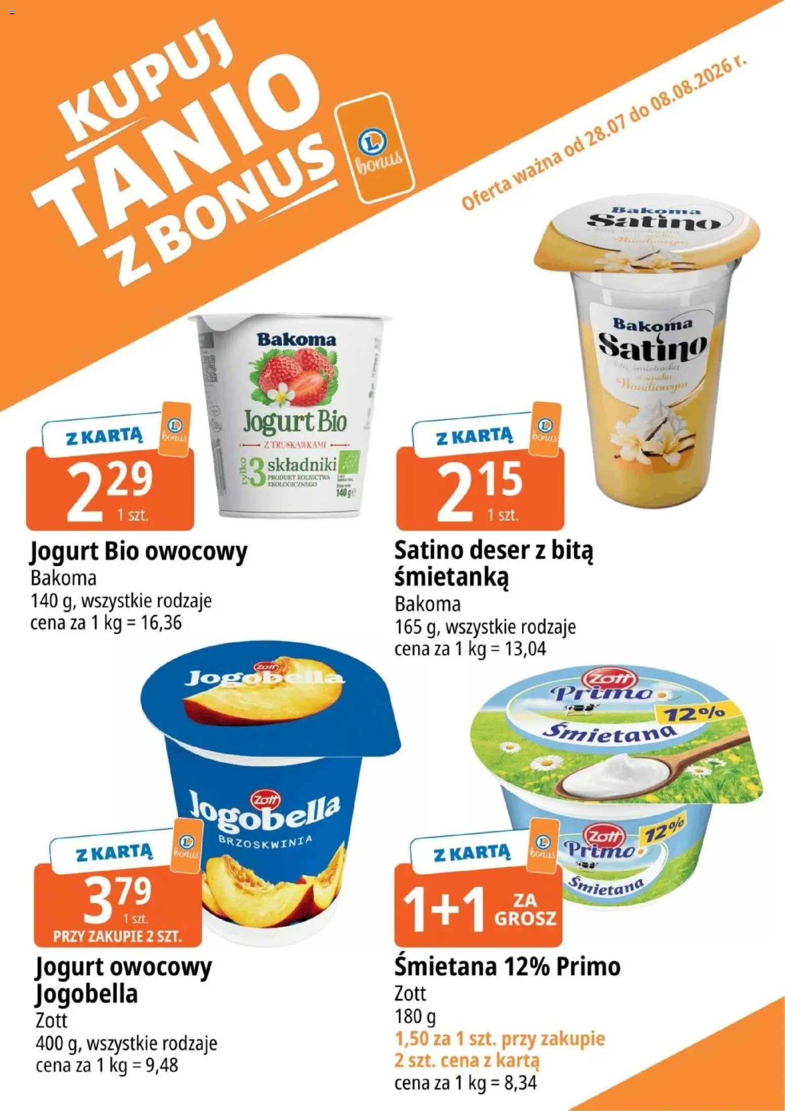 E.Leclerc gazetka - Kupuj Tanio Z Bonus od 28.07.2026 | Strona: 11 | Produkty: Brzoskwinia, Jogurt owocowy, Jogurt, Śmietana