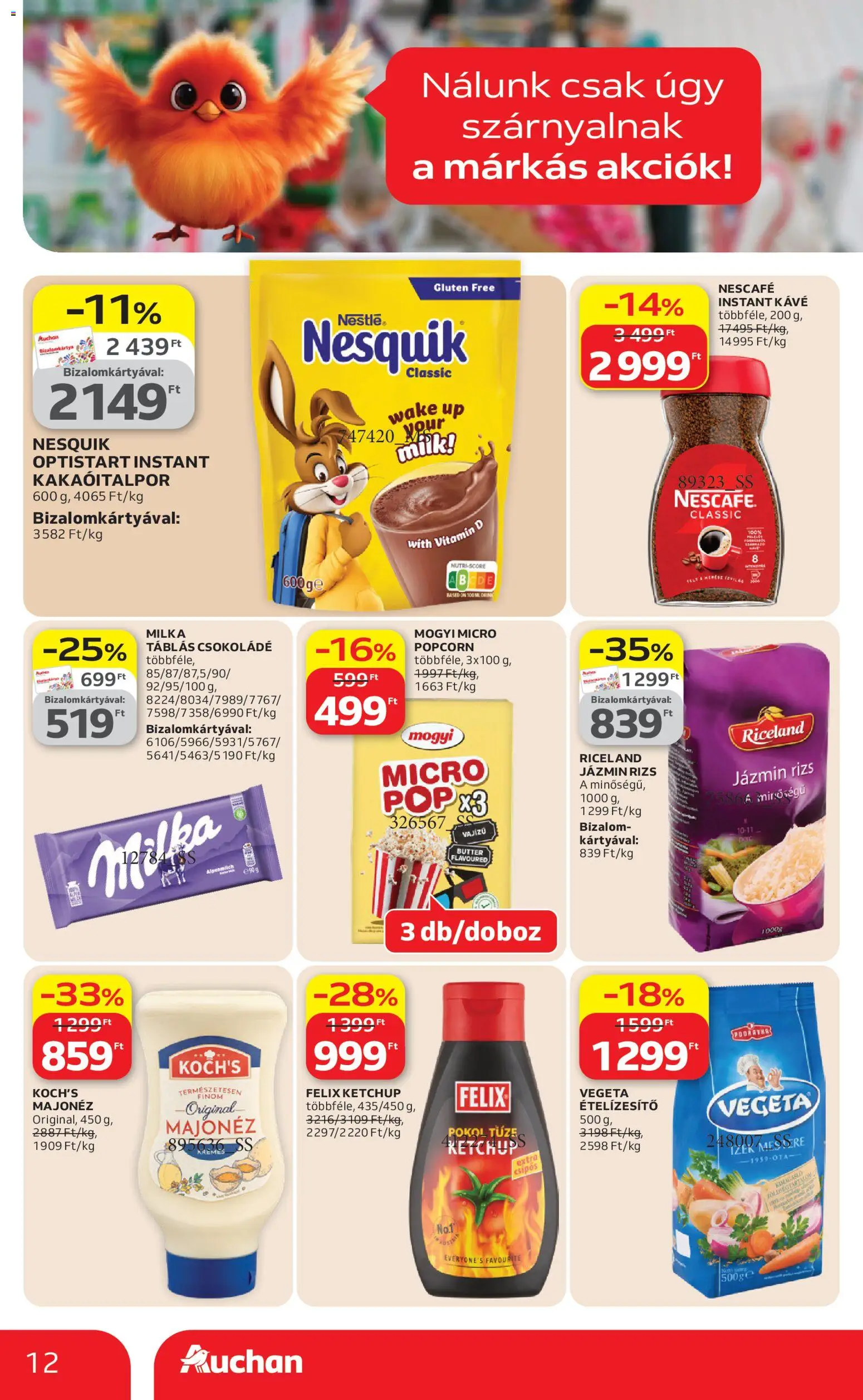 Auchan akciós ujság - amely érvényes a következő dátumtól: 09.04.2026 | Oldal: 12 | Termékek: Nescafé, Vegeta, Vitamin d, Ketchup