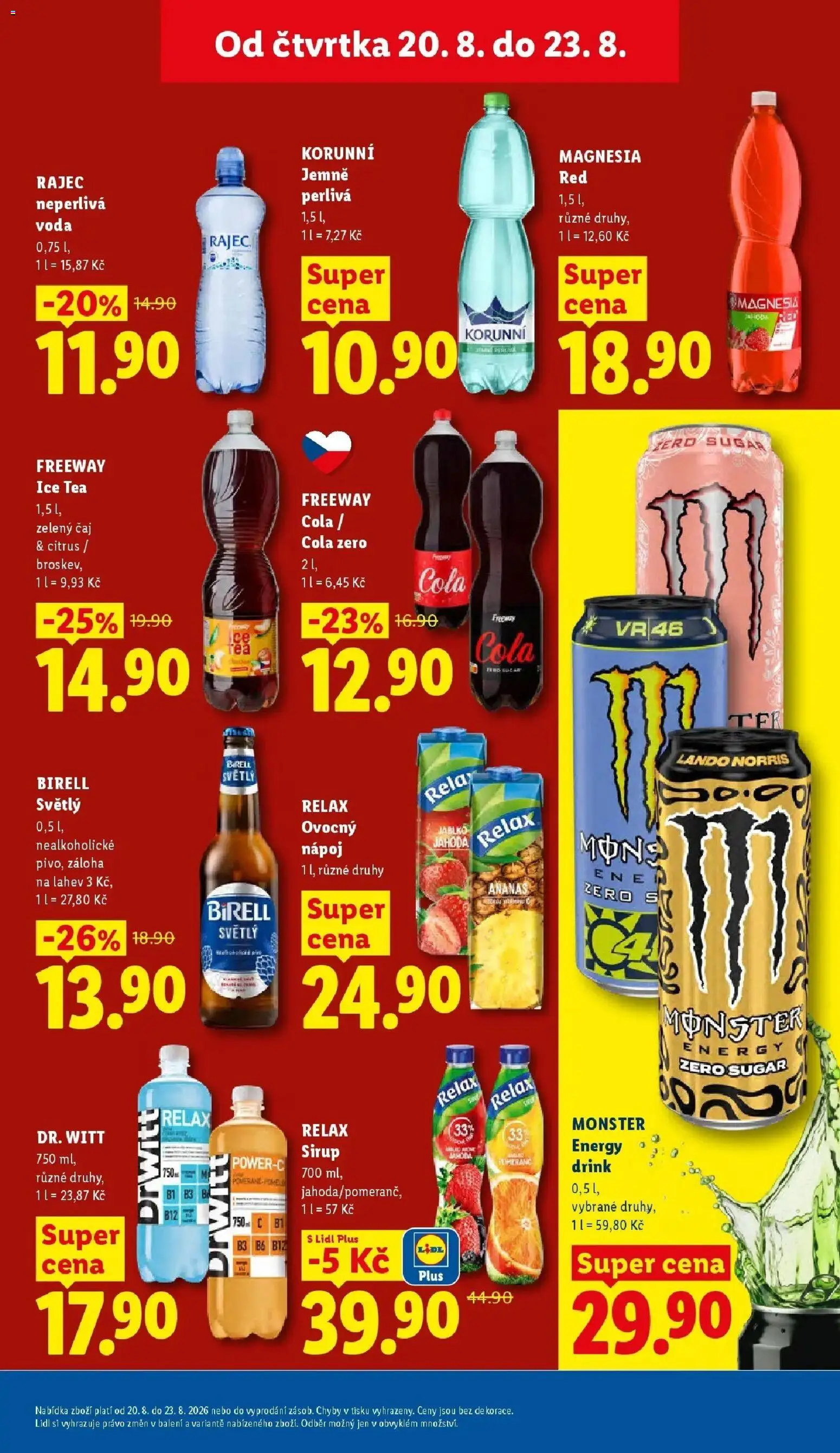 Lidl leták od 20.08.2026 - Nový akční leták | Strana: 29 | Produkty: Voda, Čaj, Láhev, Cola