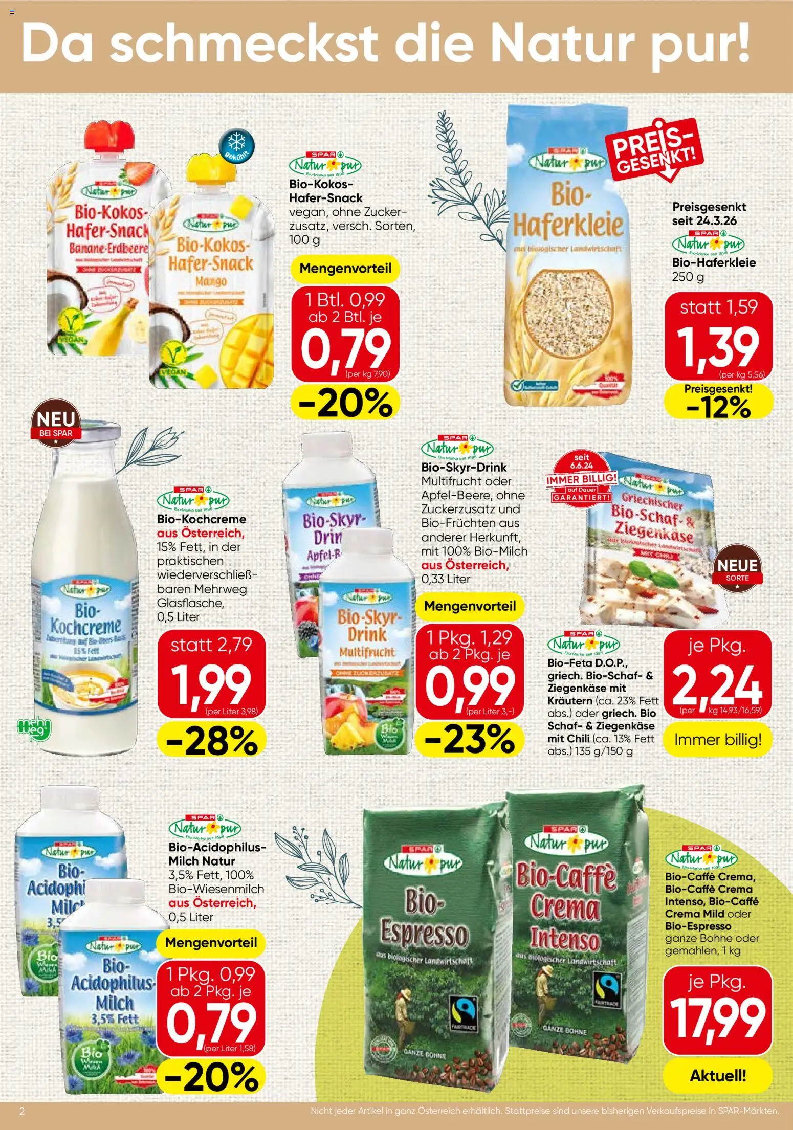 Spar Natur*pur gültig ab 28.05.2026 | Seite: 2 | Produkte: Zucker, Mango, Chili, Milch