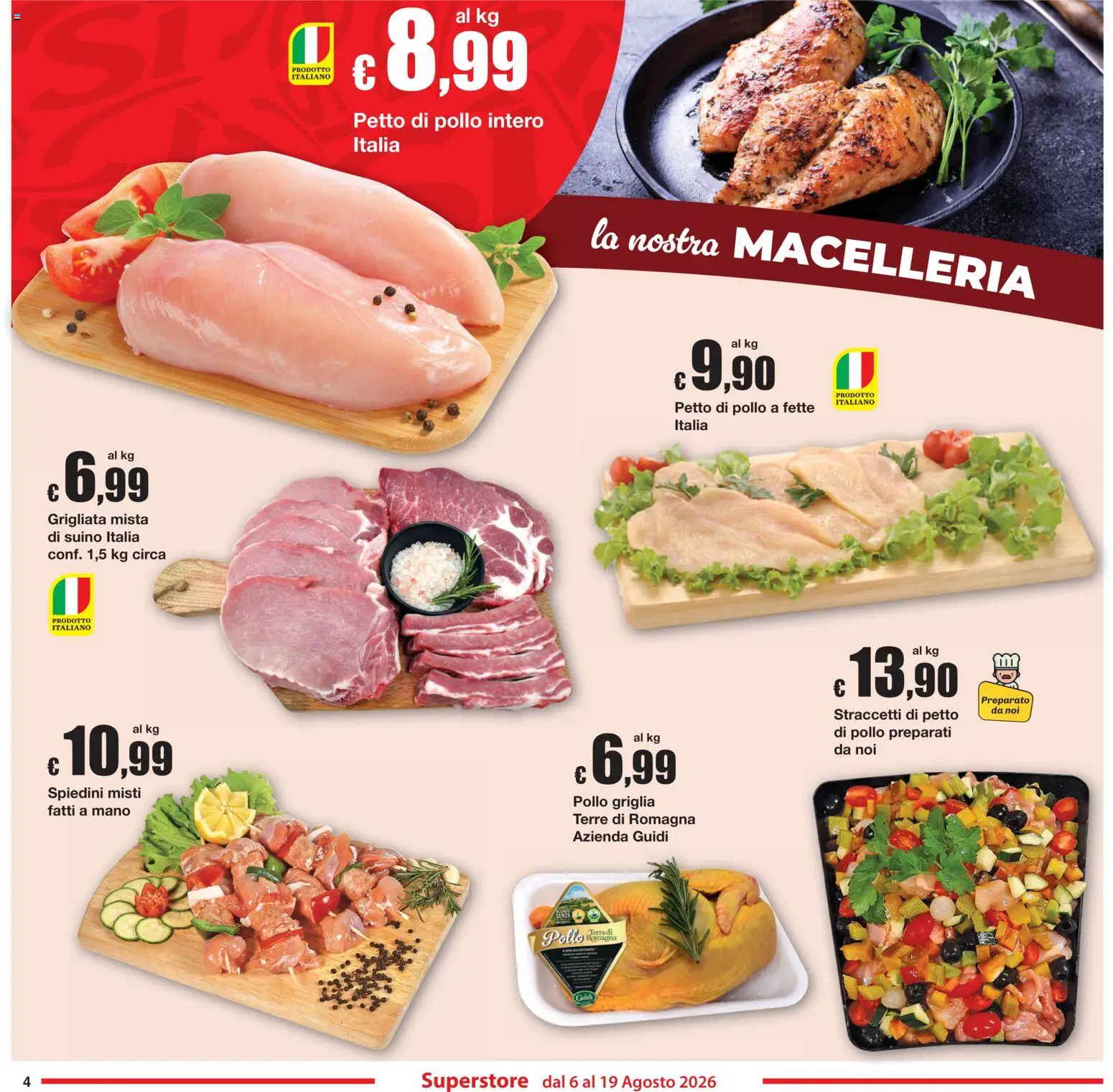 Volantino Sì con Te del 06/08/2026 | Pagina: 4 | Prodotti: Pollo, Suino, Griglia, Spiedini