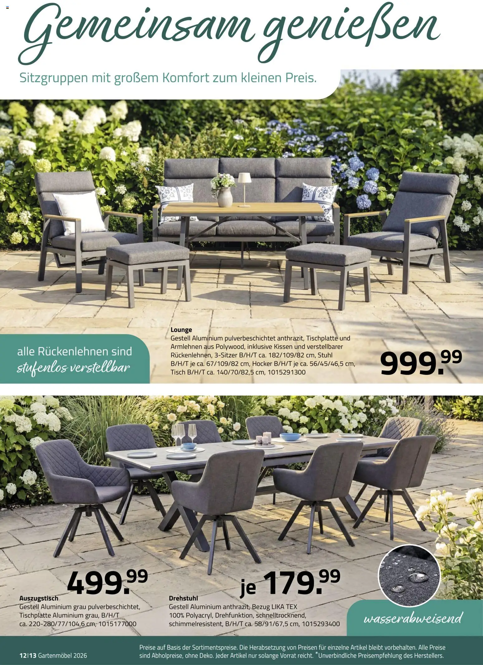 Roller Garten looks – gültig ab 23.02.2026 | Seite: 12 | Produkte: Kissen, Tisch, Stuhl, Gartenmöbel