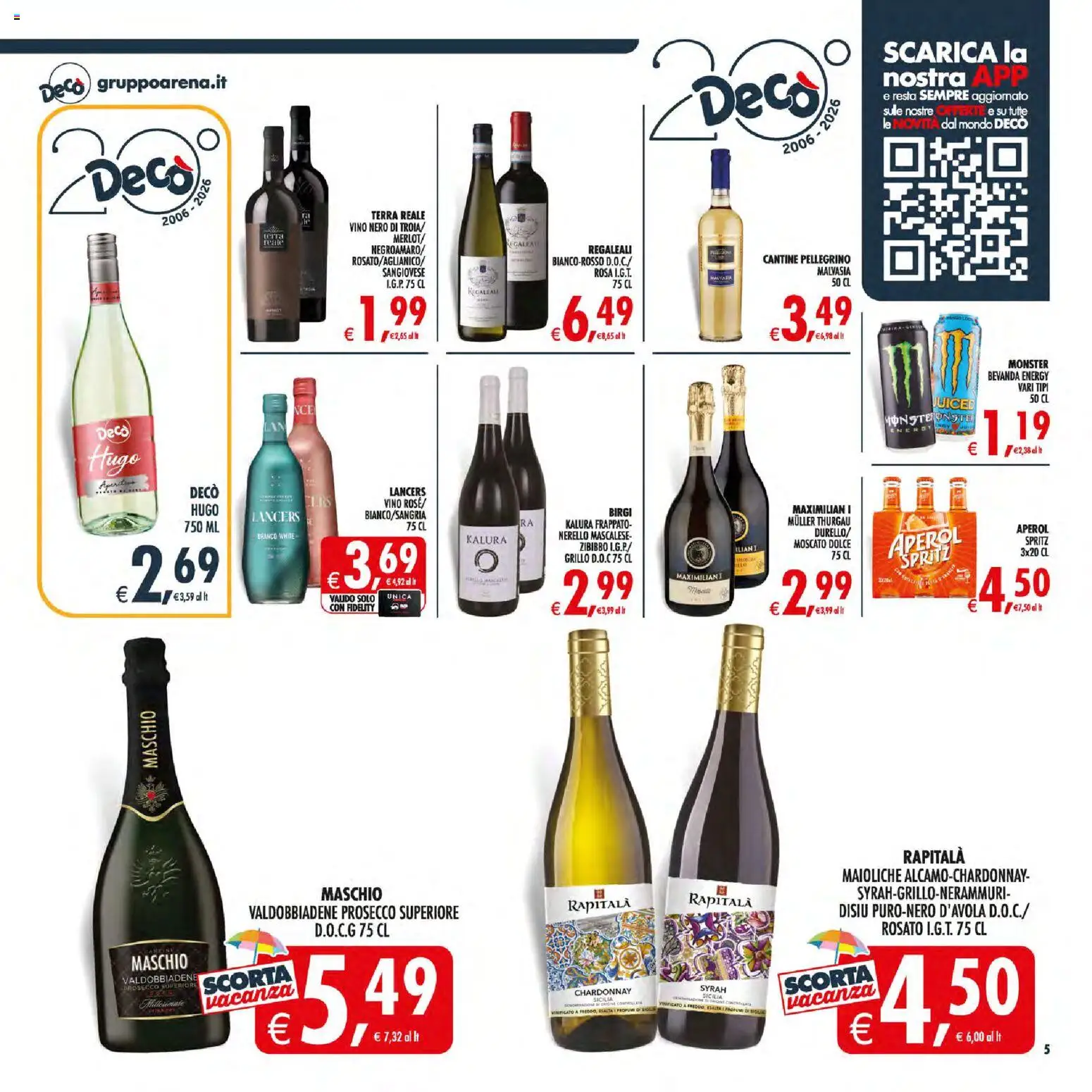 Volantino Decò del 21/07/2026 | Pagina: 5 | Prodotti: Prosecco, Vino, Aperitivo, Terra