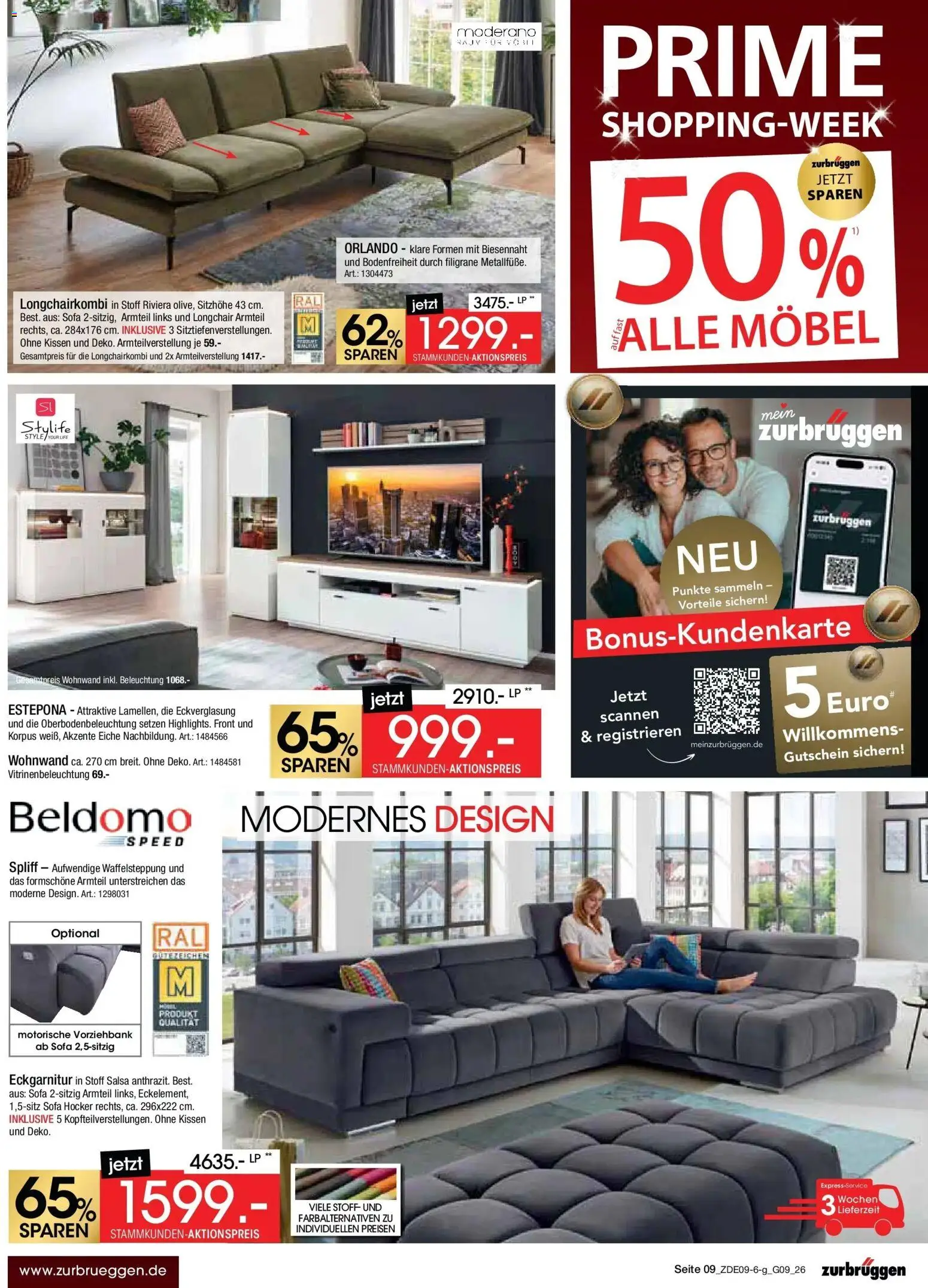 Zurbrüggen Prime Shopping week – gültig ab 12.09.2026 | Seite: 11 | Produkte: Hocker, Wohnwand, Kissen, Sofa