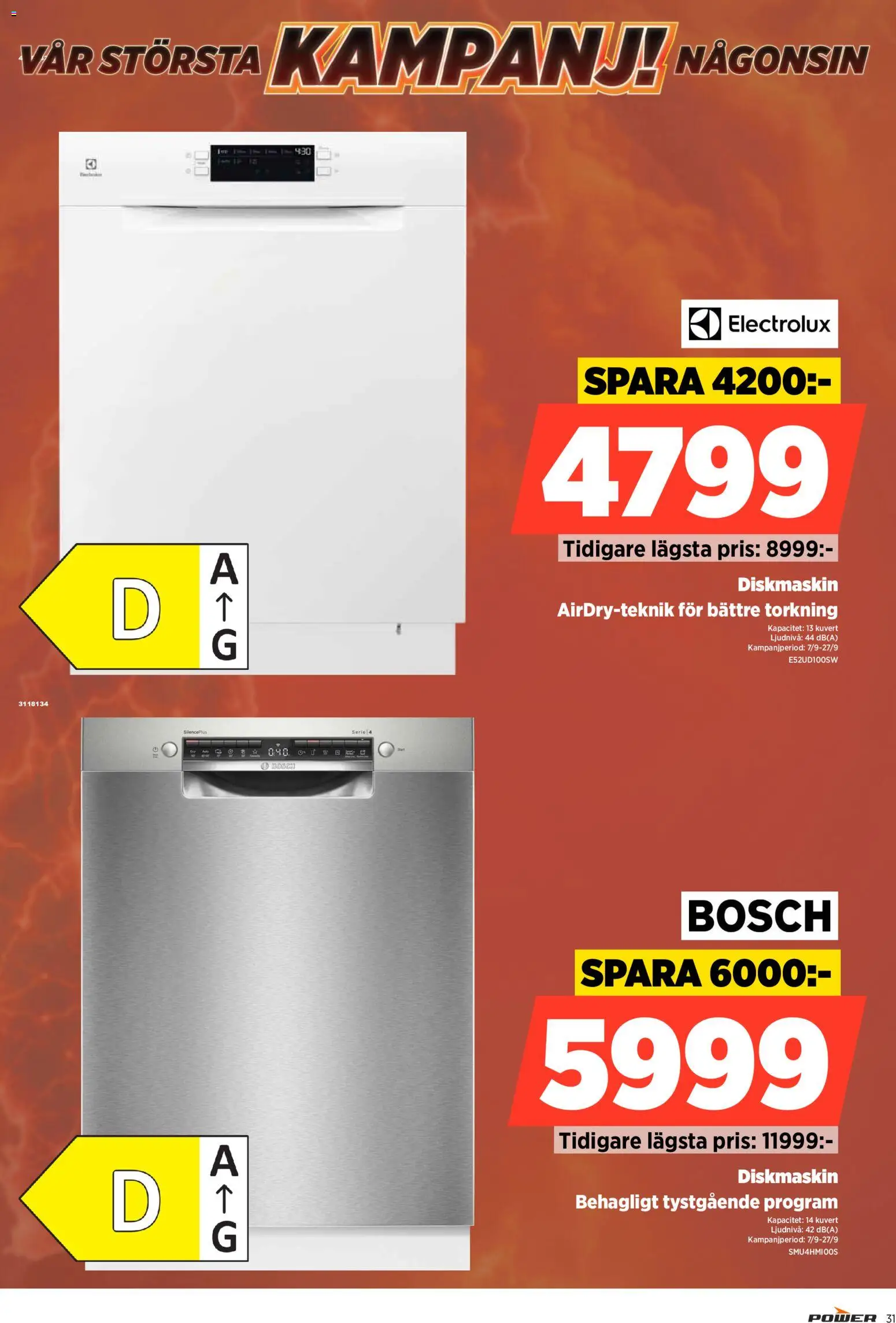 Power reklamblad aktuell från 07/09/2026 | Sida: 31 | Produkter: Diskmaskin, Kuvert