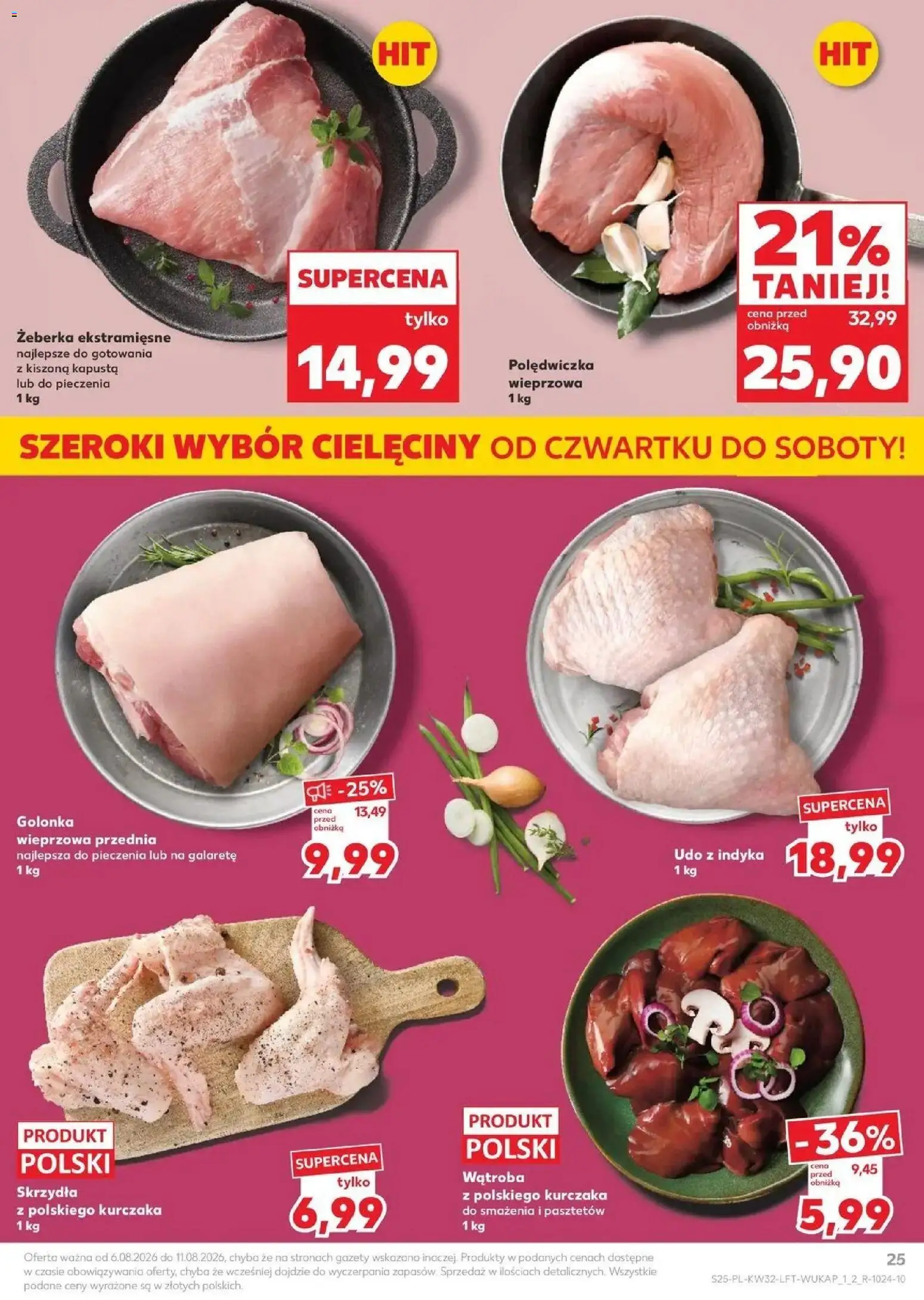 Kaufland gazetka od 06.08.2026 | Strona: 25 | Produkty: Kapusta, Żeberka, Golonka wieprzowa, Gazety