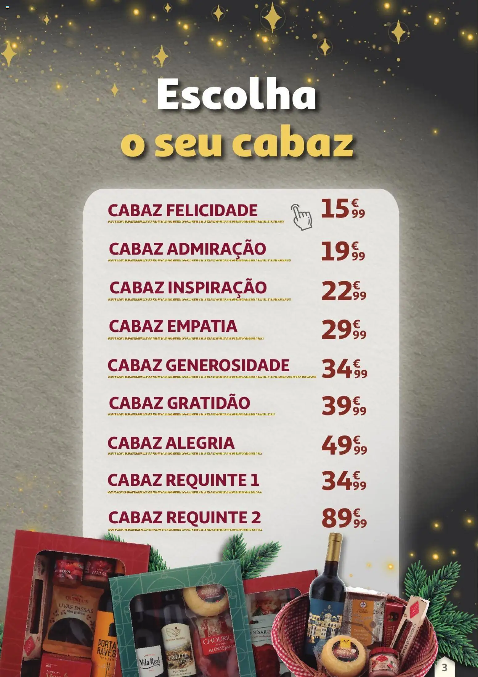 Auchan Cabazes de Natal 2026 │ válido de 01/11/2026 | Página: 3 | Produtos: Passas, Porta, Azeite, Uvas
