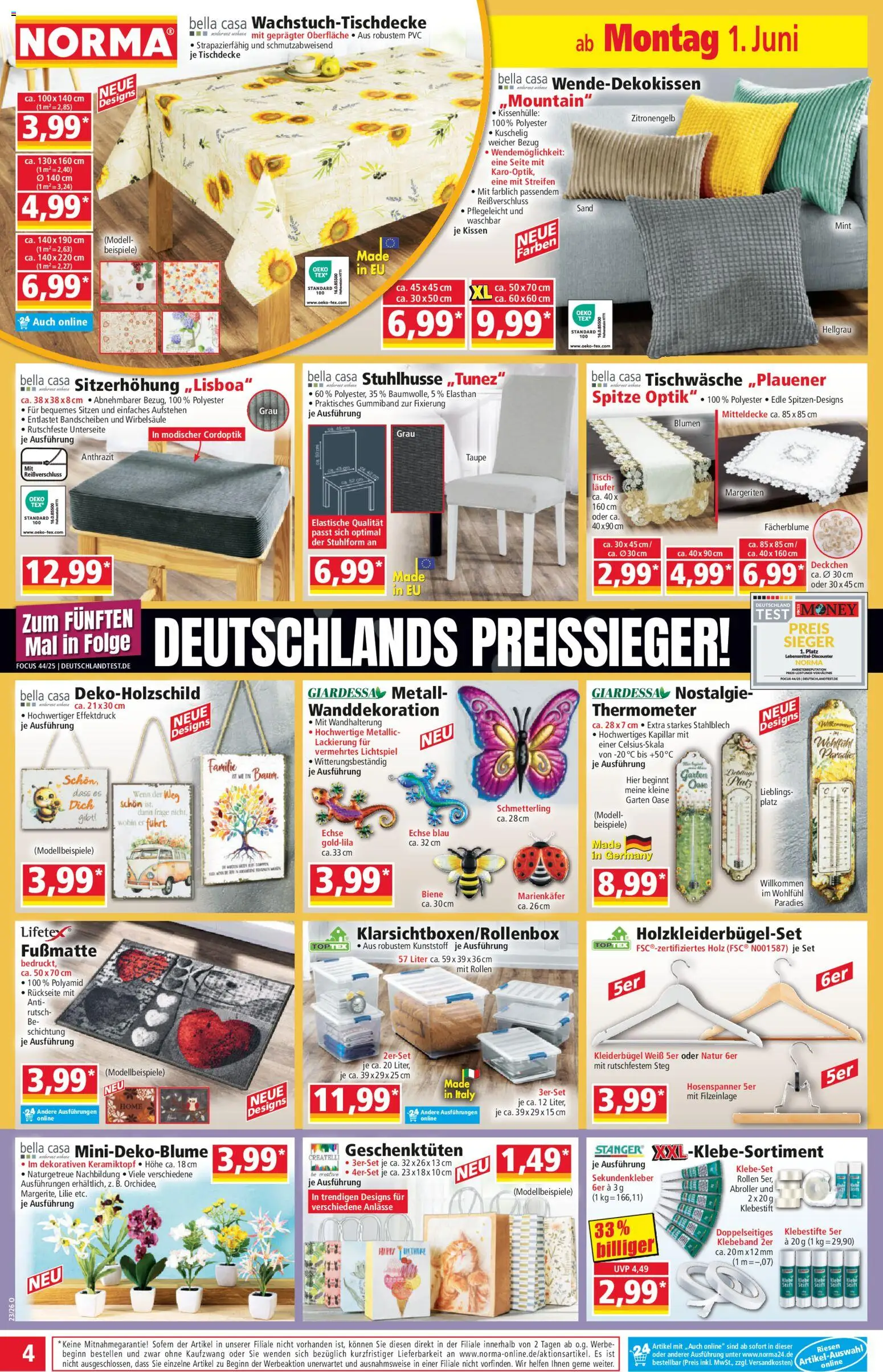 Norma Prospekt – gültig ab 01.06.2026 | Seite: 4 | Produkte: Thermometer, Kissen, Tisch, Kleiderbügel