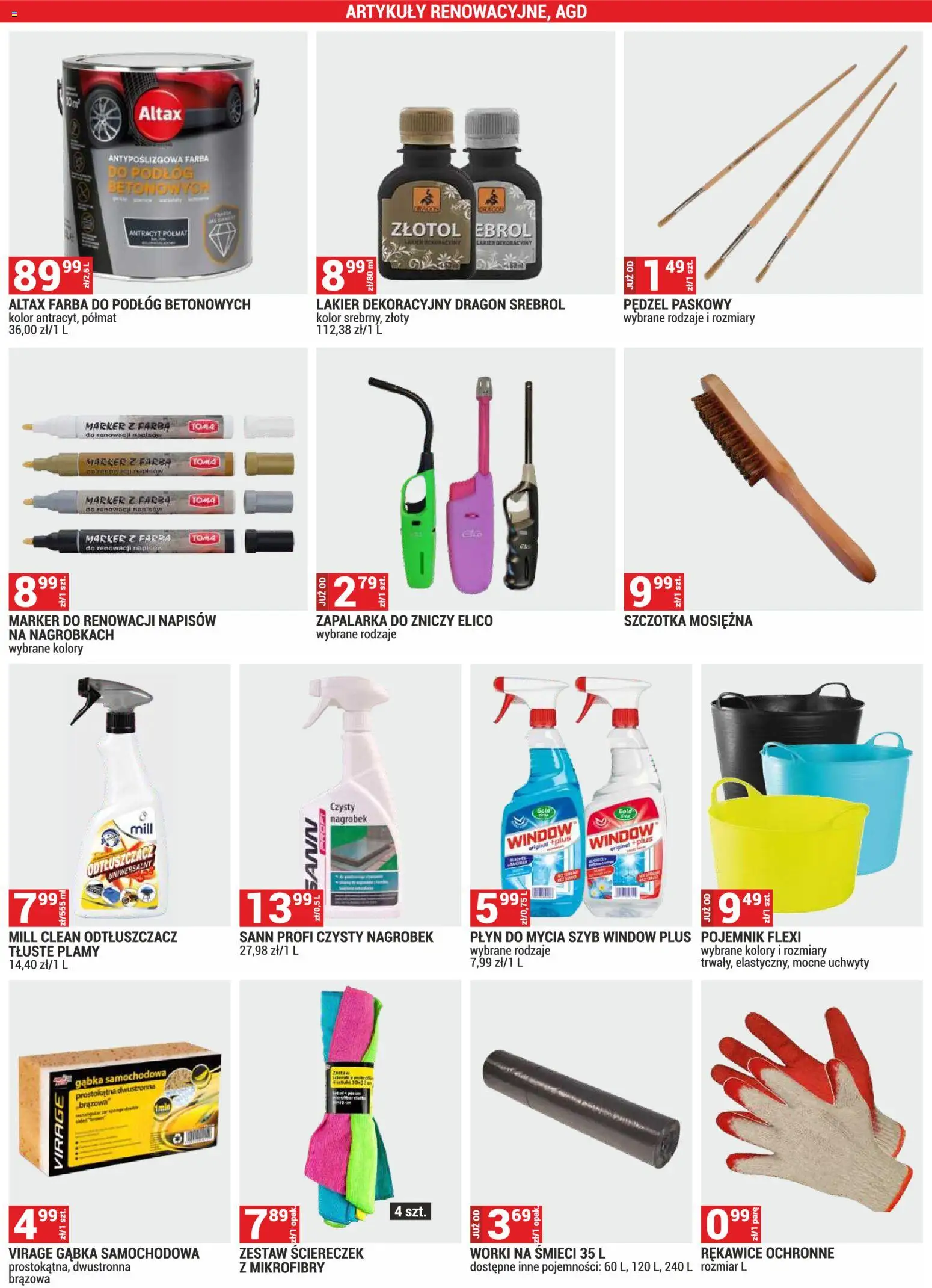 Merkury Market gazetka od 01.10.2026 | Strona: 34 | Produkty: Pędzel, Worki na śmieci, Płyn do mycia szyb, Gąbka