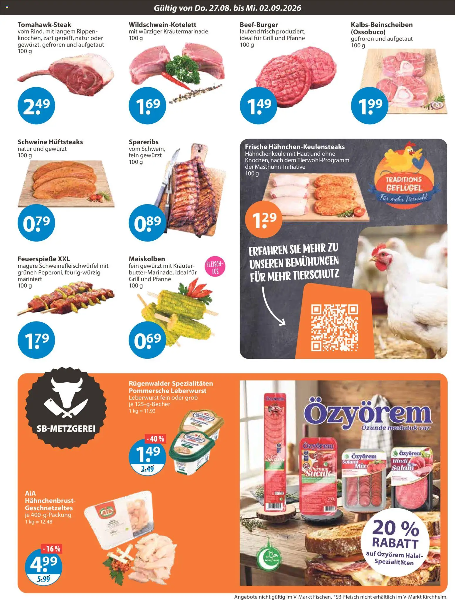 V-Markt Angebote – gültig ab 27.08.2026 | Seite: 3 | Produkte: Spezialitäten, Schweinefleischwürfel, Fleisch, Hahnchenbrust