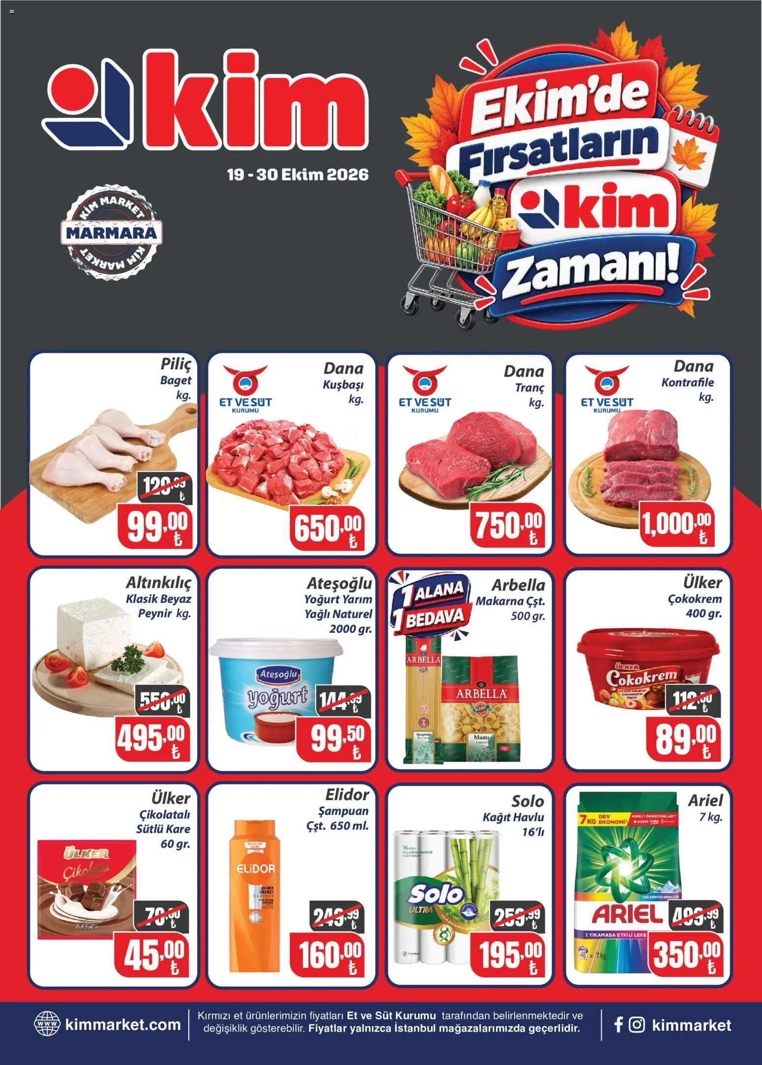 Kim Market Katalog - Marmara Insert - 19 Ekim 2026 tarihinden itibaren geçerlidir | Sayfa: 1 | Ürünler: Makarna, Et, Kağıt havlu, Piliç