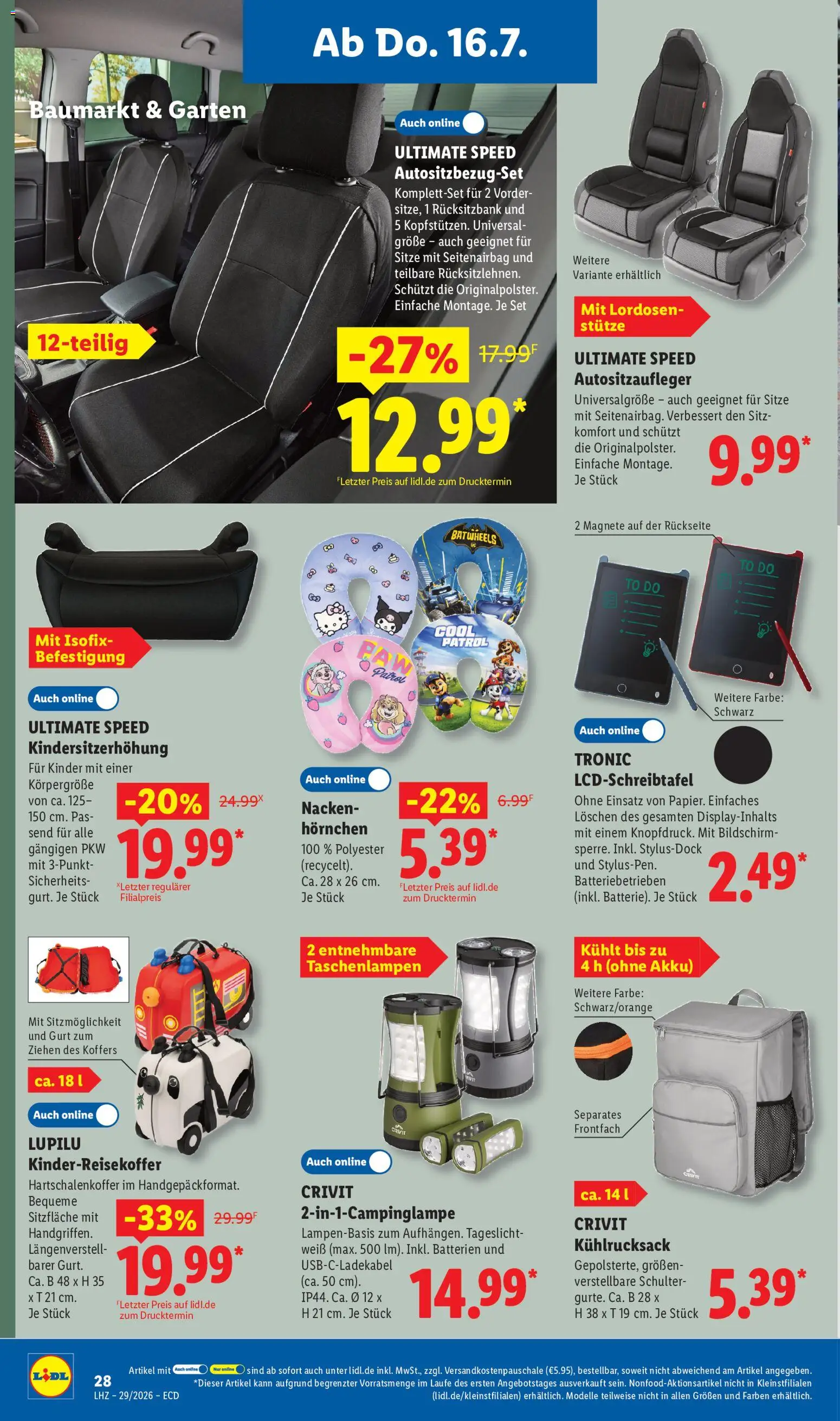 Lidl Prospekt – gültig ab 13.07.2026 | Seite: 28 | Produkte: Batterien, Bildschirm, Tablet