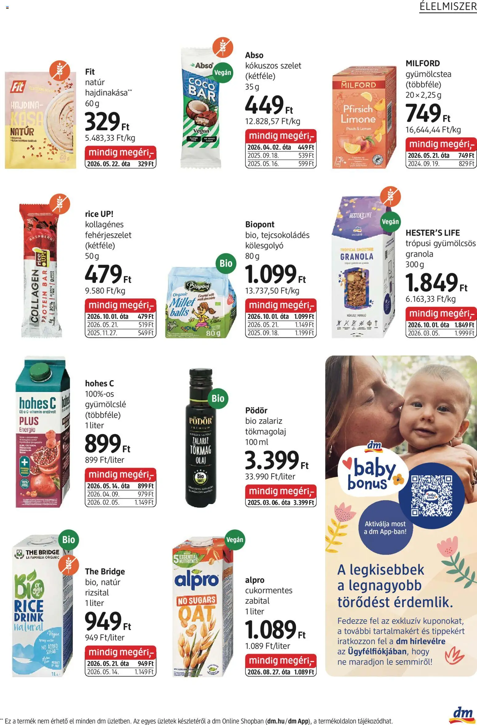 DM Drogerie Markt akciós ujság - amely érvényes a következő dátumtól: 2026.10.01. | Oldal: 15 | Termékek: Tökmag, Protein bar, Hajdina, Granola
