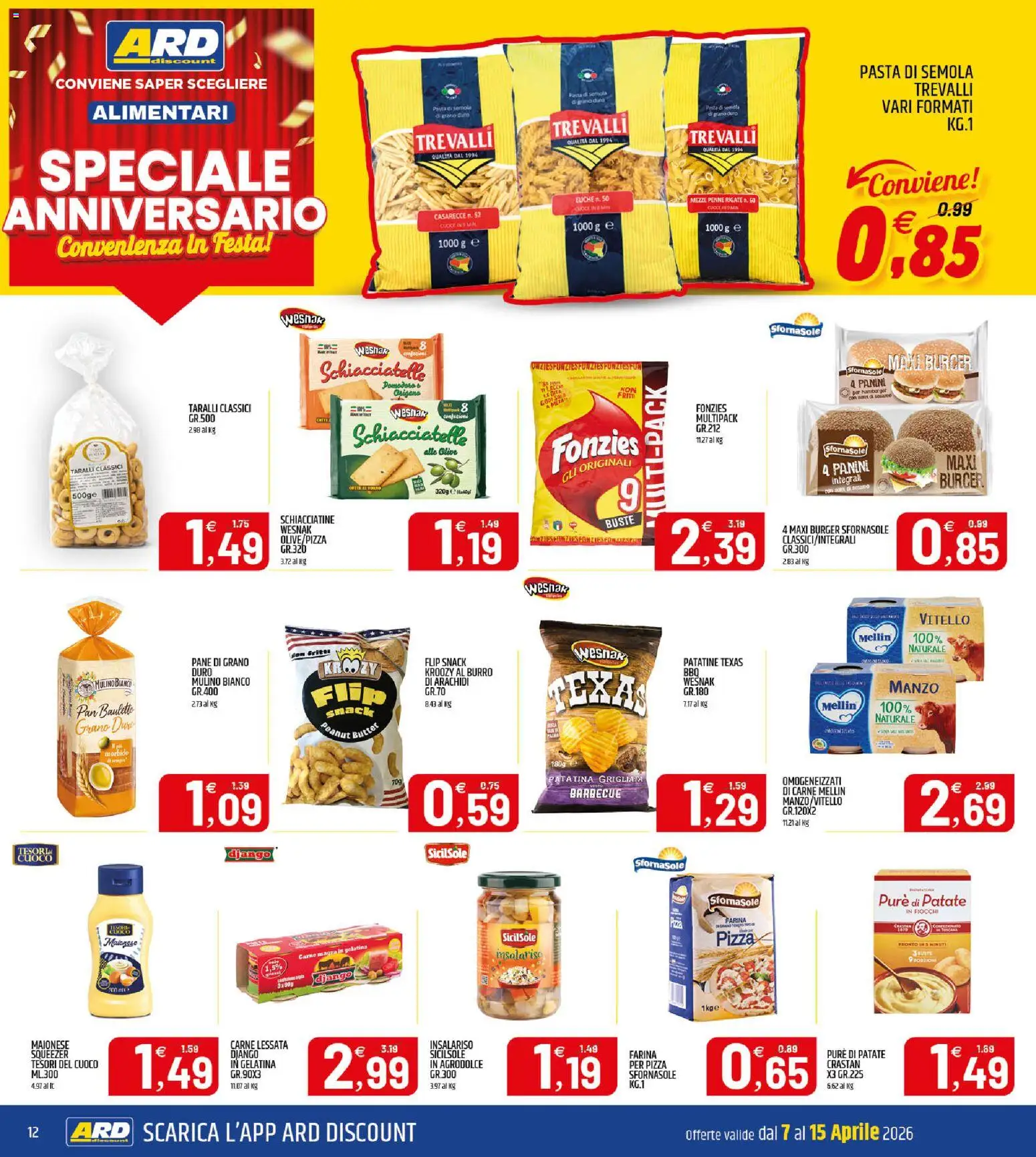 Volantino ARD Discount del 07.04.2026 | Pagina: 12 | Prodotti: Pizza, Manzo, Fiocchi, Arachidi