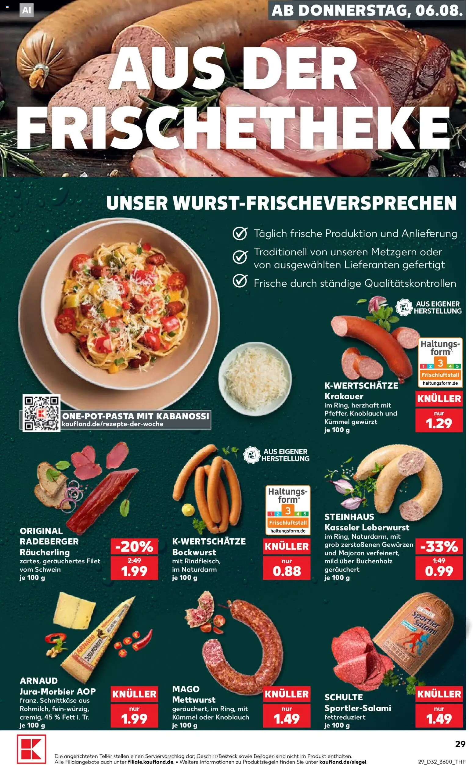 Kaufland Prospekt Zeitz – gültig ab 06.08.2026 | Seite: 29 | Produkte: Bockwurst, Knoblauch, Salami, Rindfleisch