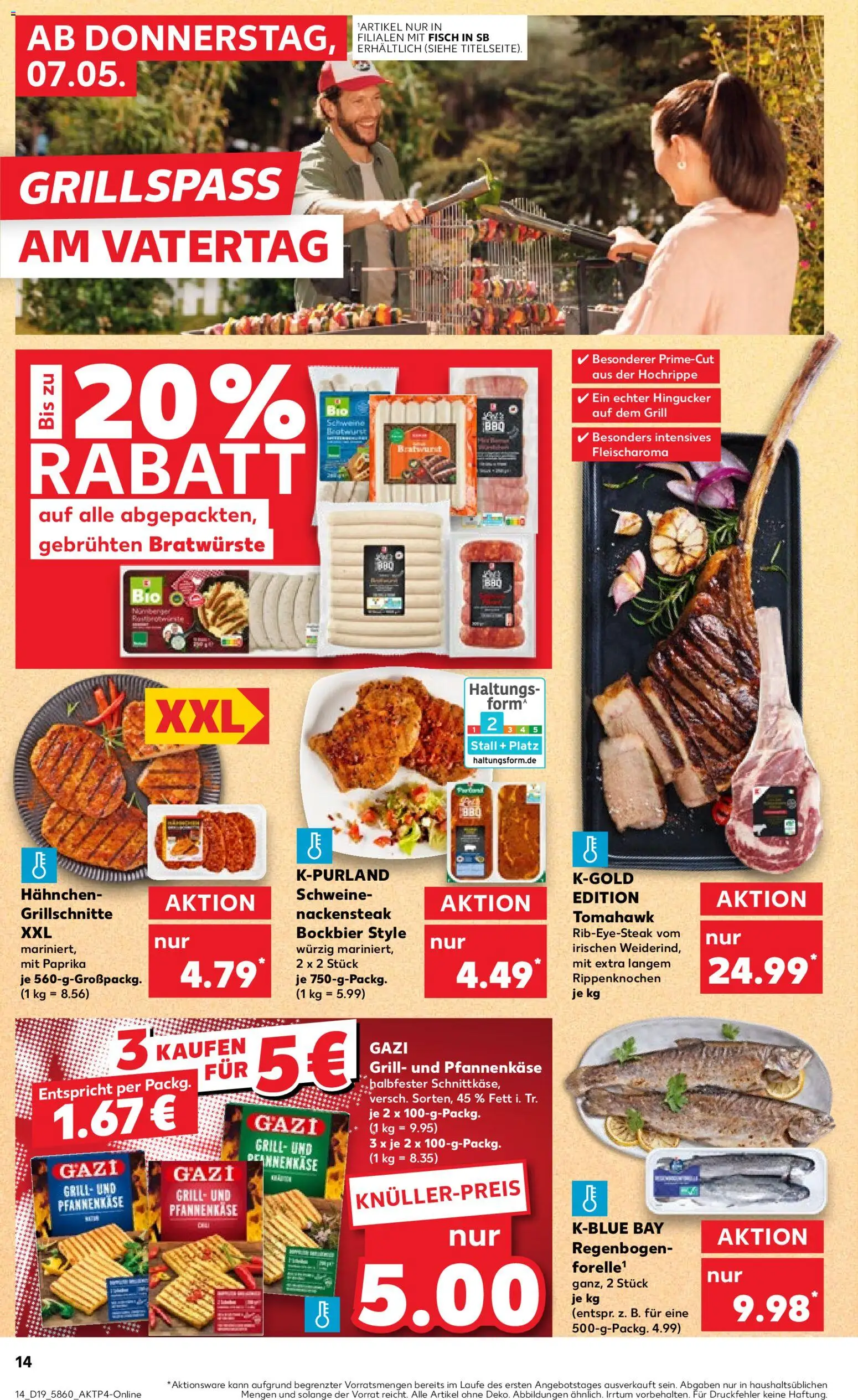 Kaufland Prospekt Stuttgart	 – gültig ab 07.05.2026 | Seite: 14 | Produkte: Hahnchen, Bratwurst, Fisch, Paprika
