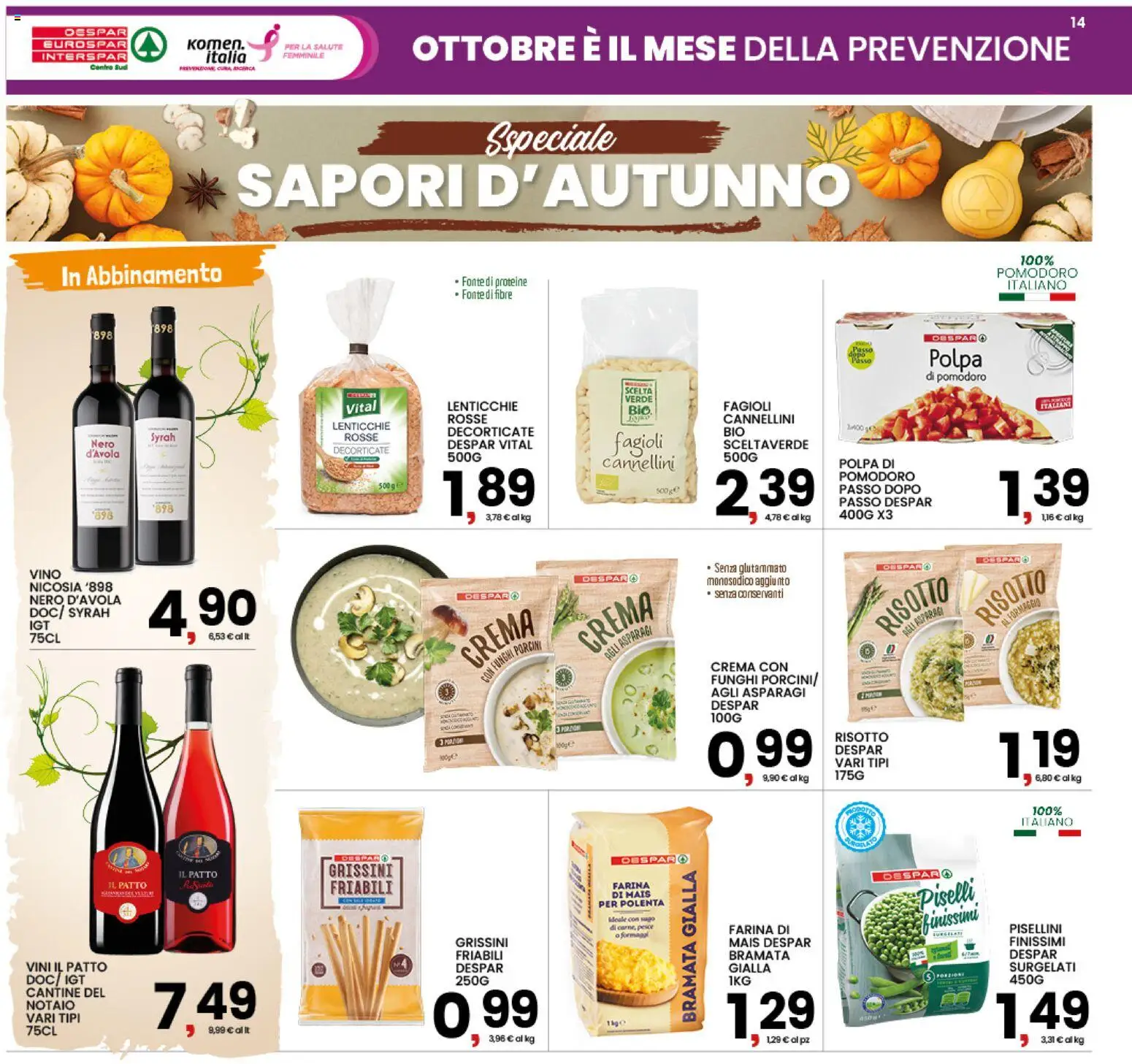 Volantino Interspar del 12/10/2026 | Pagina: 14 | Prodotti: Fagioli, Pomodoro, Funghi, Asparagi