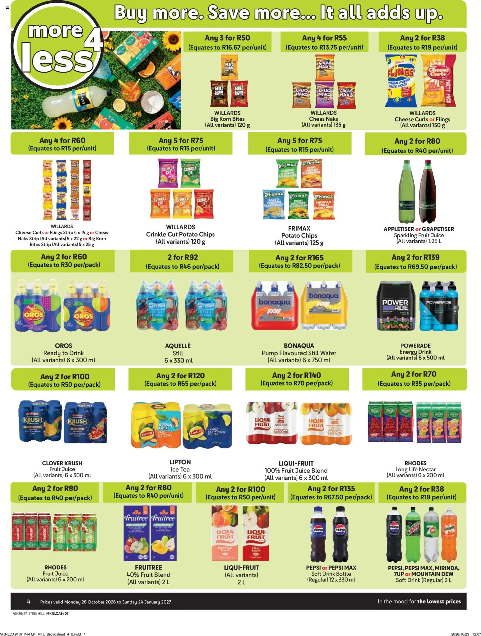 New Makro catalogue – valid from 26/10/2026 | Page: 4 | Products: Cheese, Juice, Tea, Fruit