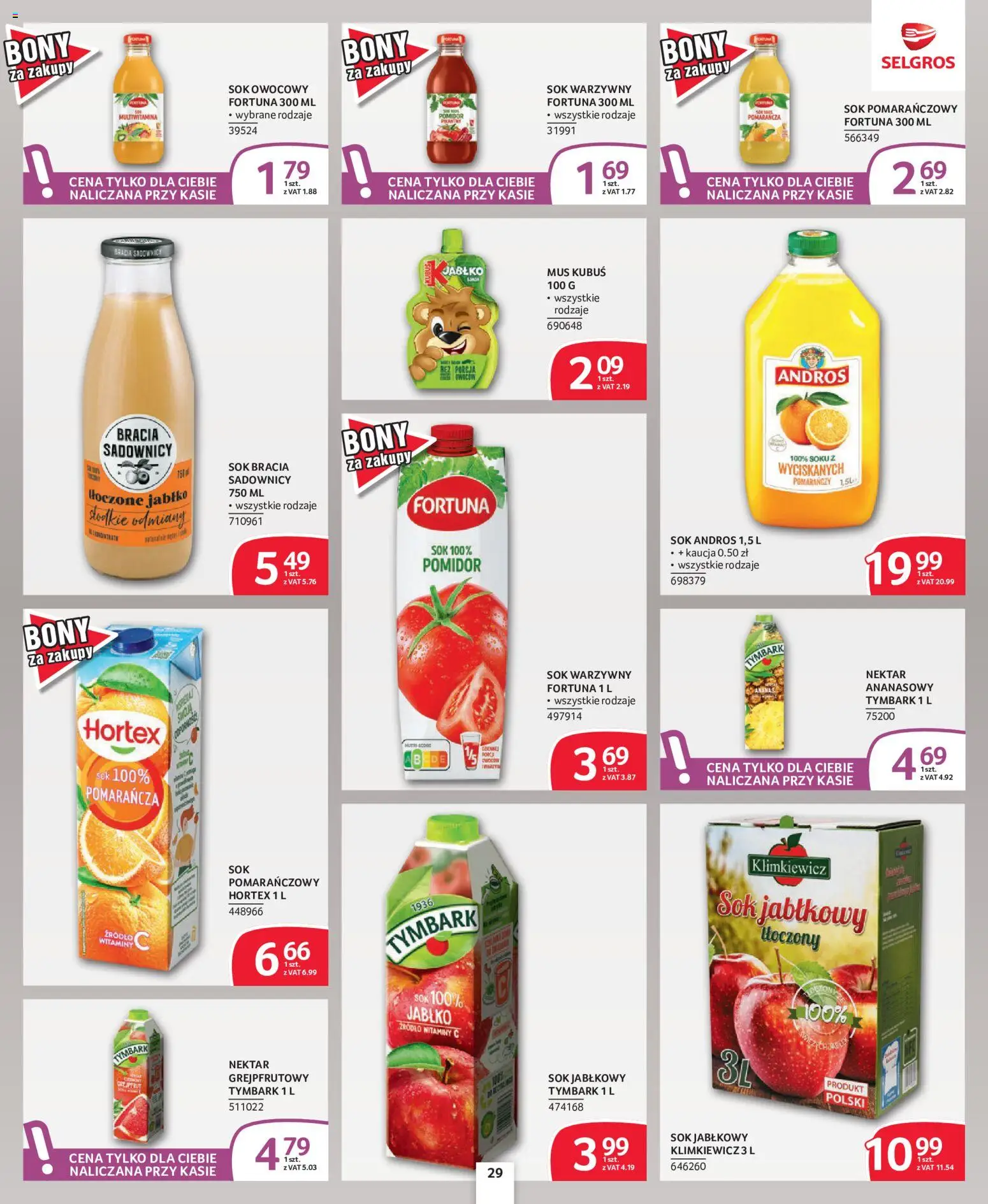Selgros cash&carry gazetka - Oferta dla profesjonalistów od 08.10.2026 | Strona: 29 | Produkty: Sok pomarańczowy, Sok jabłkowy, Sok, Sok warzywny