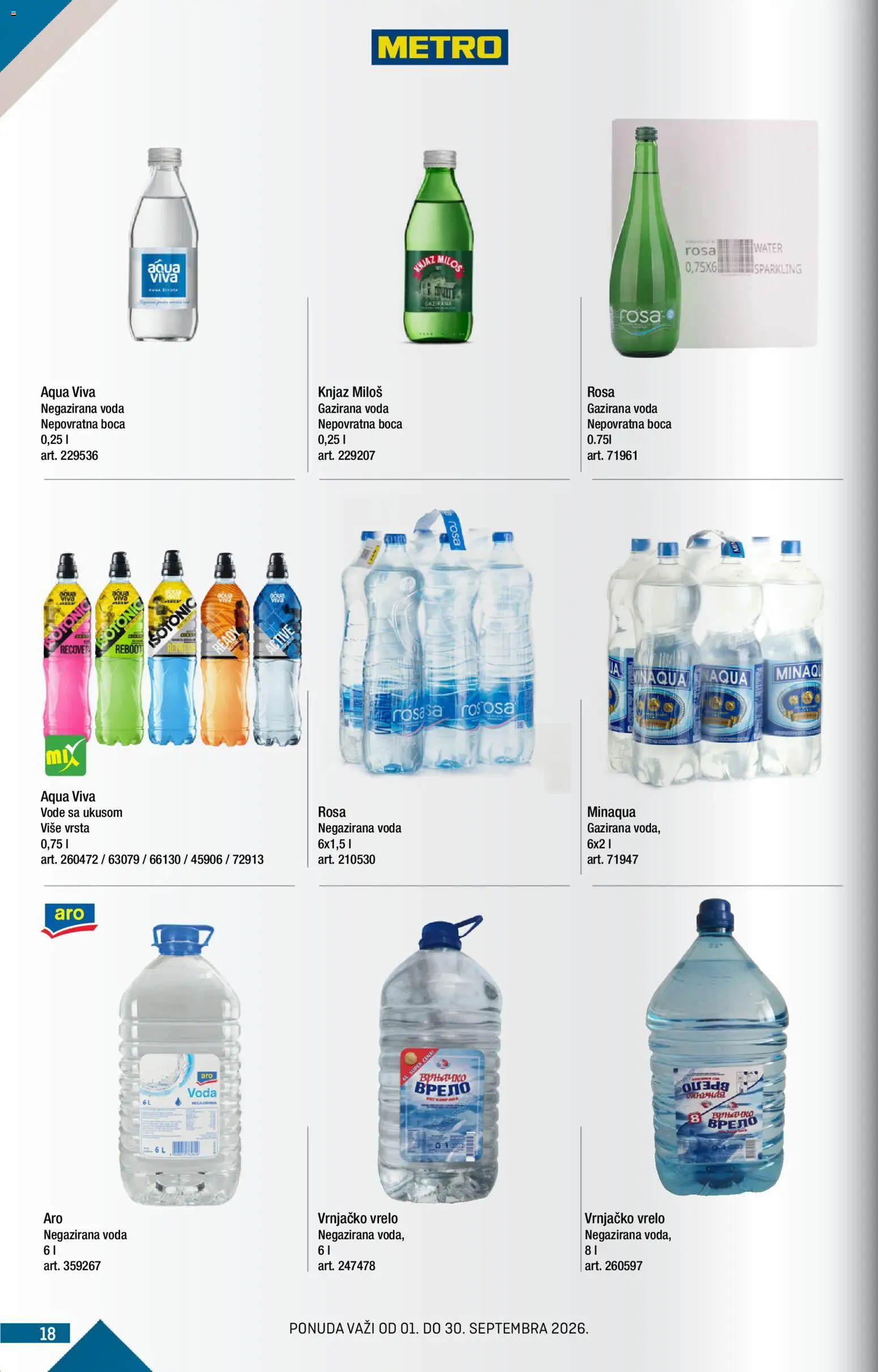 Metro katalog - važi od 01.09.2026 | Strana: 18 | Proizvode: Negazirana voda, Voda