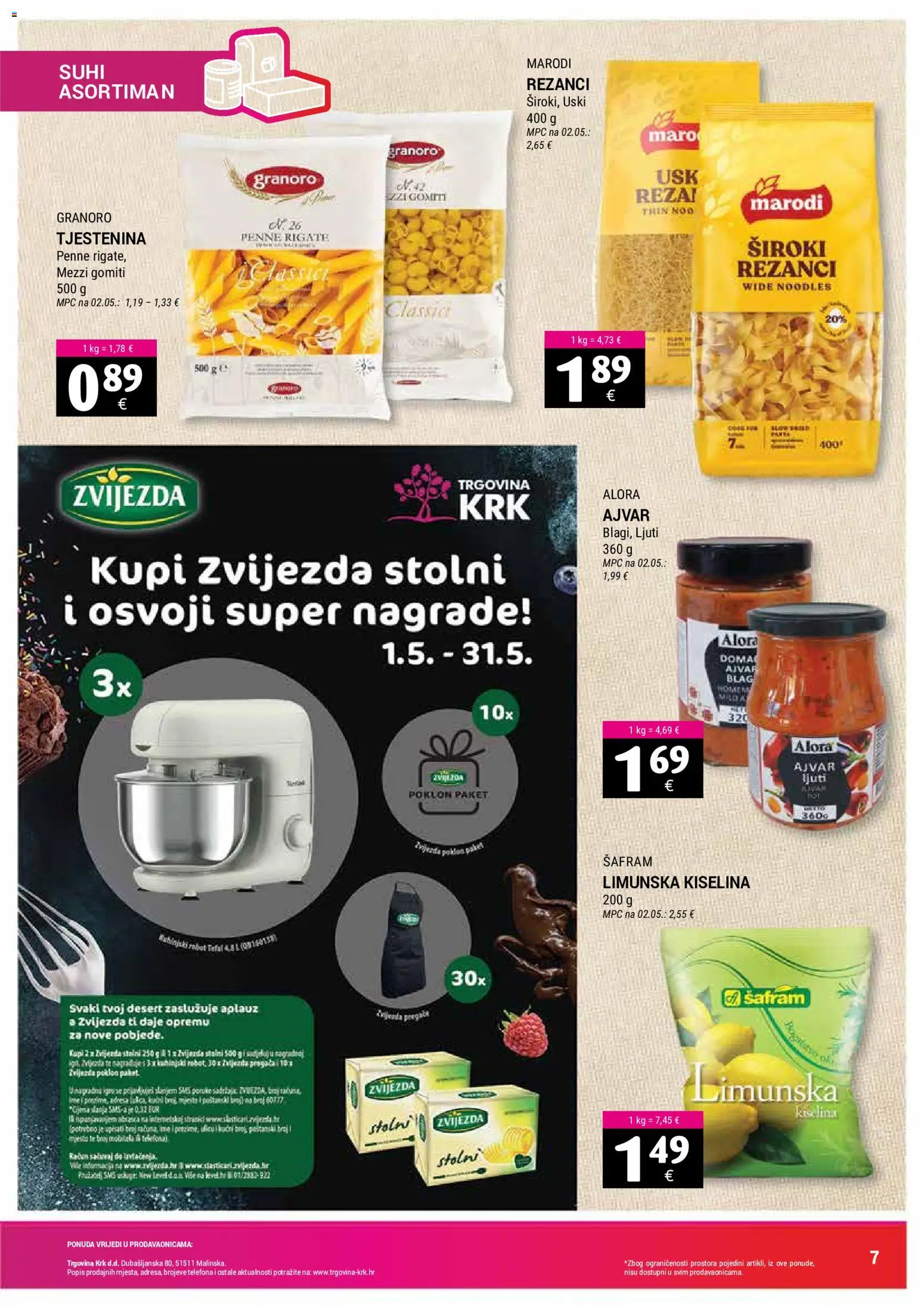 Trgovina Krk katalog | vrijedi od 02.05.2026 | Stranica: 7 | Proizvodi: Robot, Ajvar, Rezanci, Tjestenina