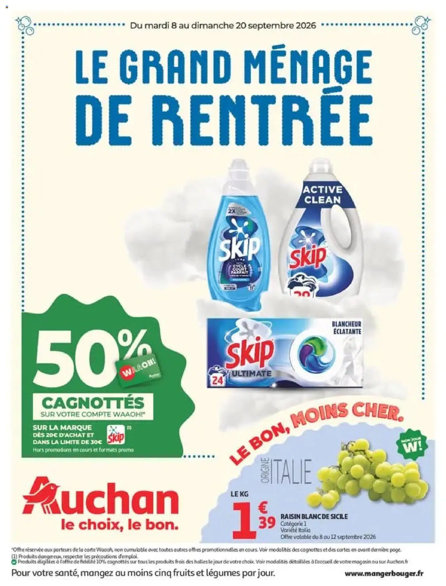 {H1} | Page: 1 | Produits: Vaisselle, Liquide vaisselle, Raisin blanc, Skip