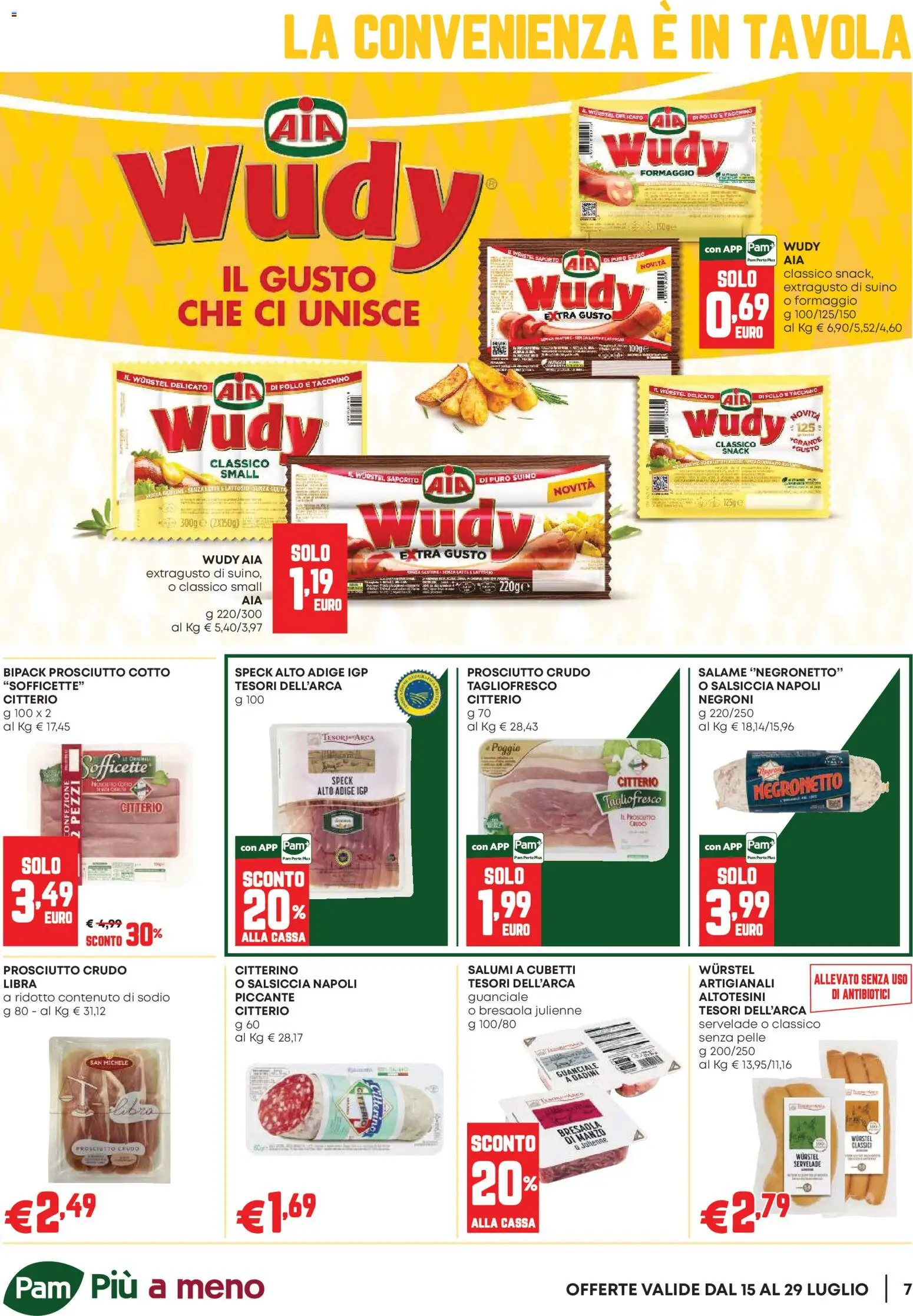 Volantino PAM del 16/07/2026 | Pagina: 7 | Prodotti: Speck, Manzo, Bresaola, Wurstel