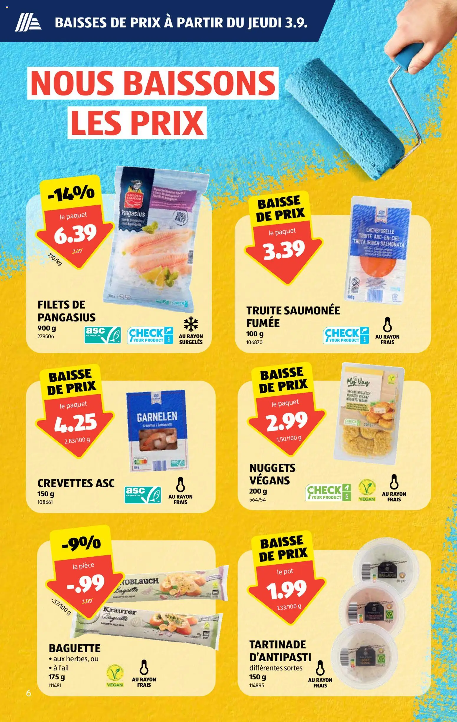 Aldi aktionen FR – gültig ab 03.09.2026 | Seite: 6 | Produkte: Baguette, Garnelen