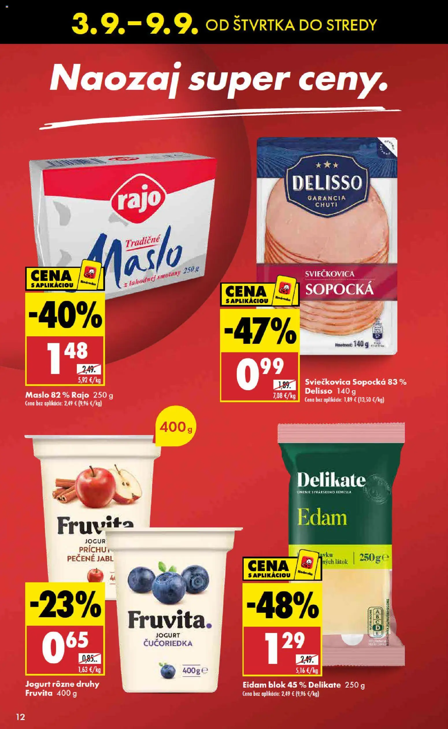 Nové Biedronka akcie – leták je platný od 03.09.2026 | Strana: 12 | Produkty: Maslo, Jogurt, Eidam