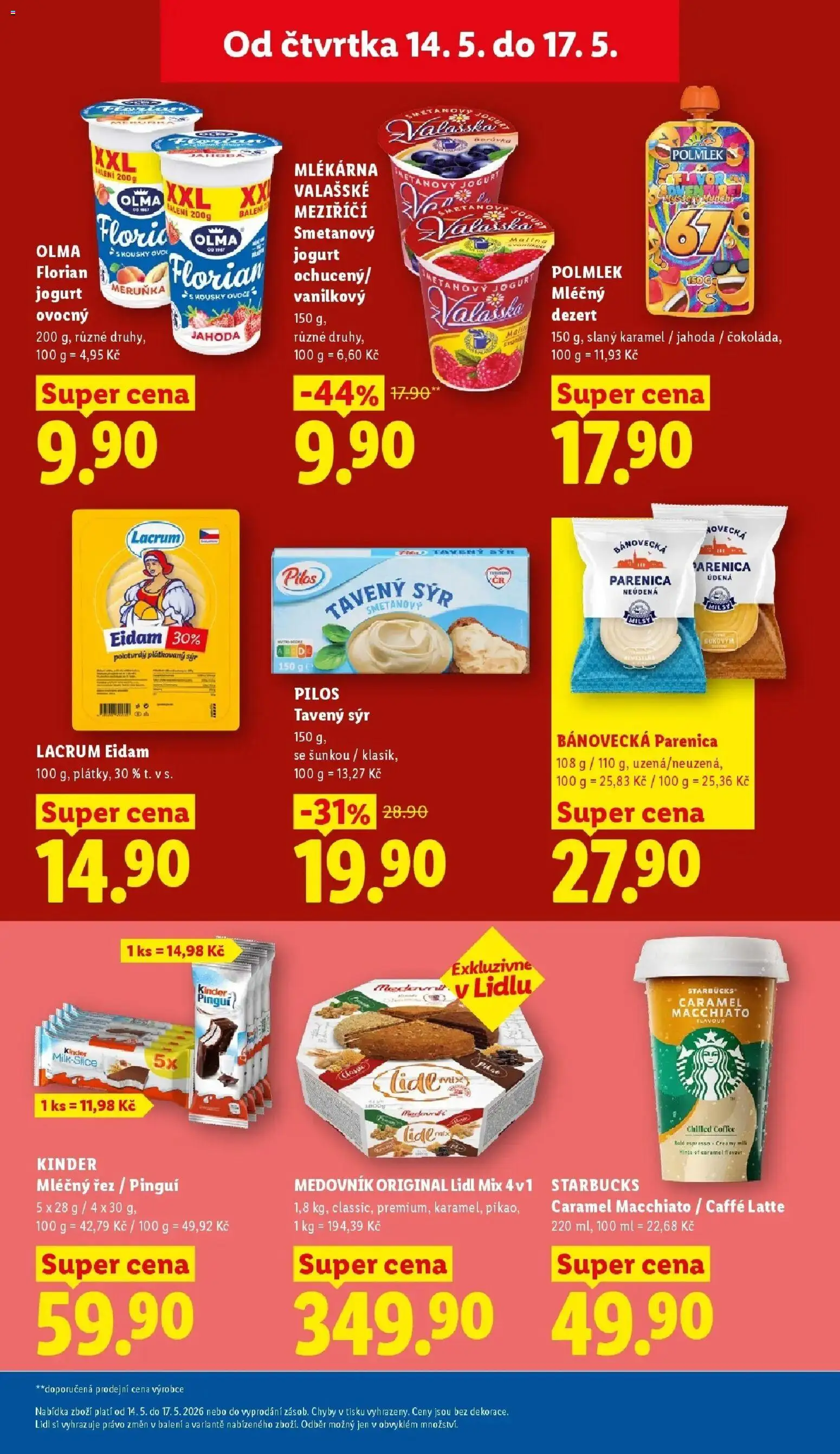 Lidl aktuální leták od 14.05.2026 | Strana: 19 | Produkty: Tavený sýr, Parenica, Medovník, Kinder