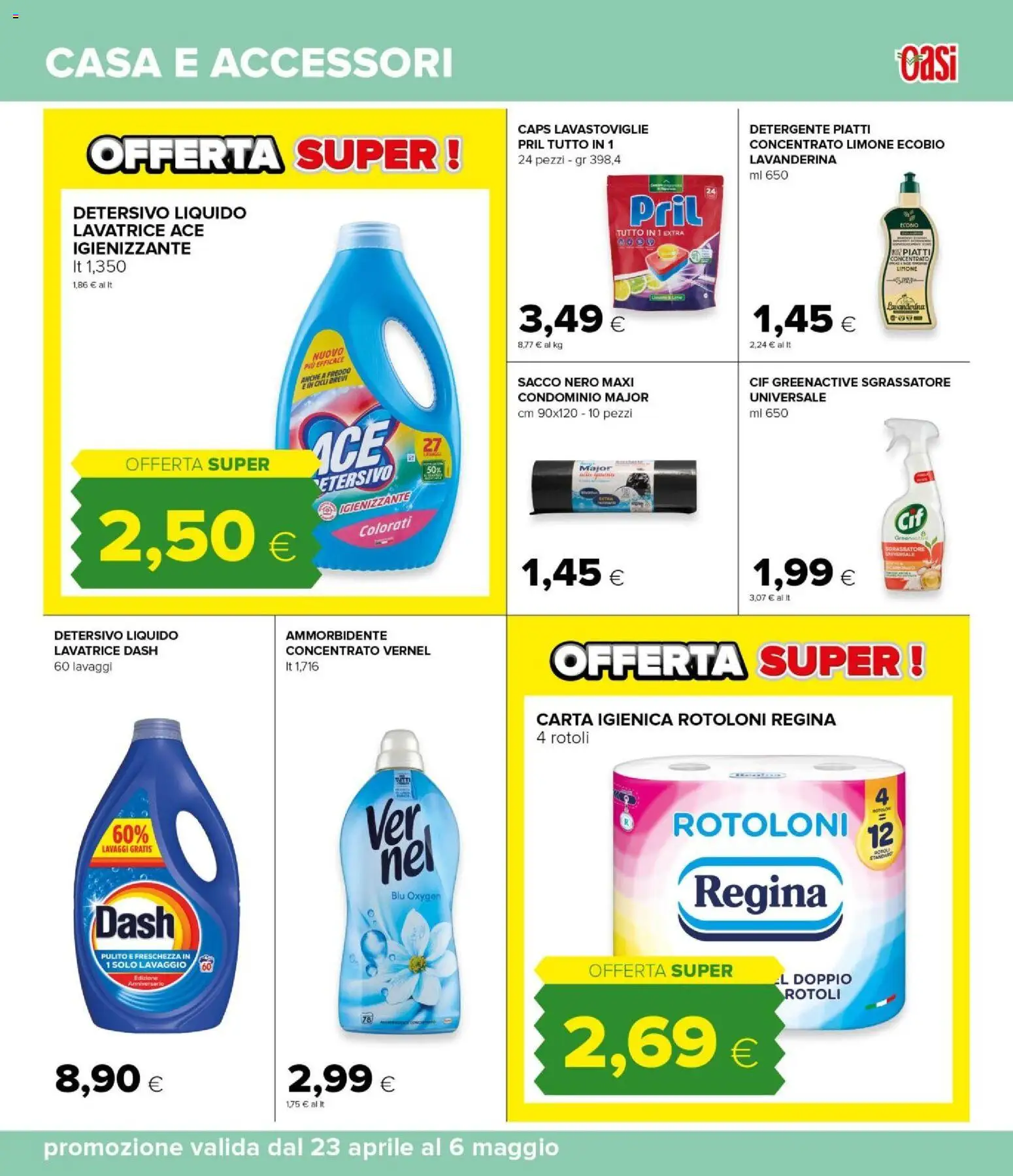 Volantino Oasi del 23.04.2026 | Pagina: 37 | Prodotti: Carta igienica, Ammorbidente, Sgrassatore, Lavastoviglie