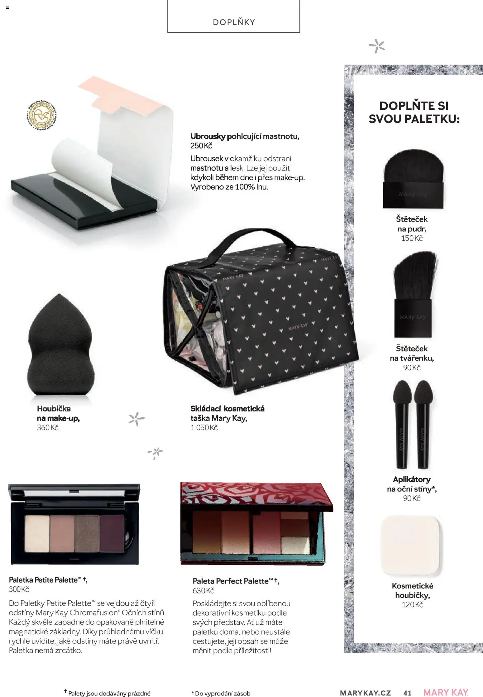 Mary Kay kniha o kráse od 01.01.2026 | Strana: 41 | Produkty: Houbička, Ubrousky, Taška, Oční stíny