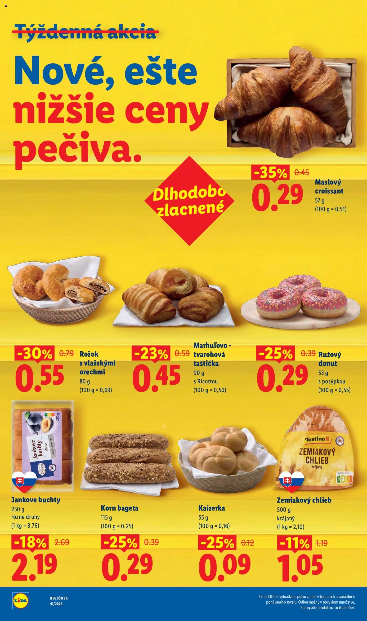 Nové Lidl akcie – leták je platný od 05.10.2026 | Strana: 4 | Produkty: Chlieb, Rožok, Donut, Croissant