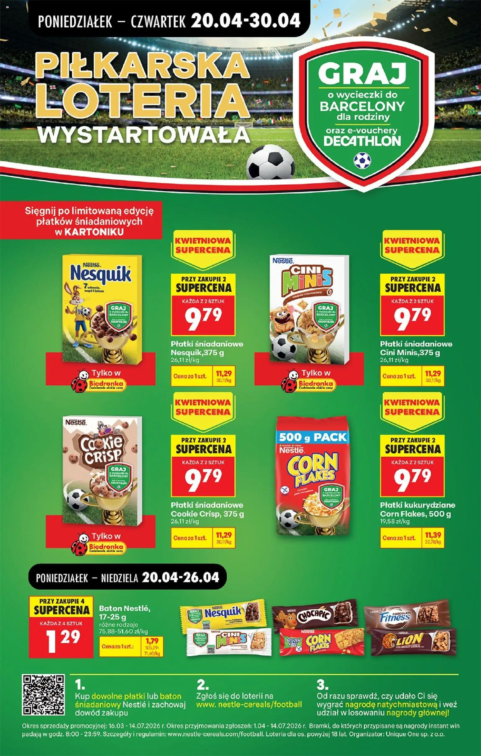 Biedronka gazetka od poniedziałku od 20.04.2026 | Strona: 84 | Produkty: Płatki śniadaniowe, Płatki kukurydziane, Baton, Corn Flakes