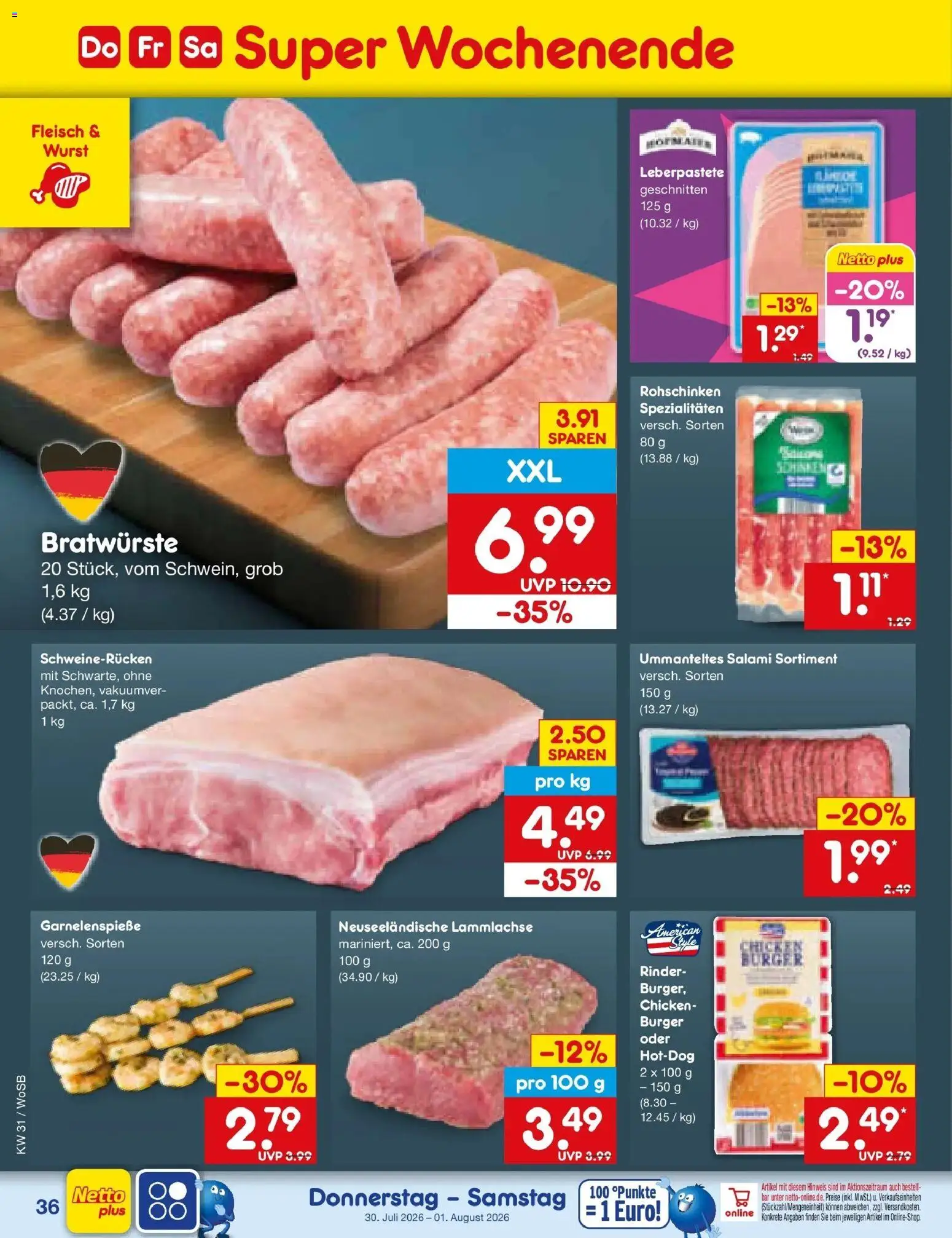 Netto Marken-Discount Prospekt Ludwigshafen-Edigheim – gültig ab 27.07.2026 | Seite: 53 | Produkte: Burger, Wurst, Schweinerucken, Salami
